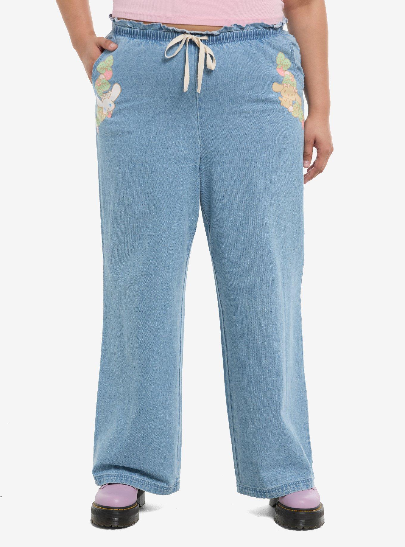 Cinnamoroll & Mocha Ruffle Denim Pants Plus Size, , hi-res