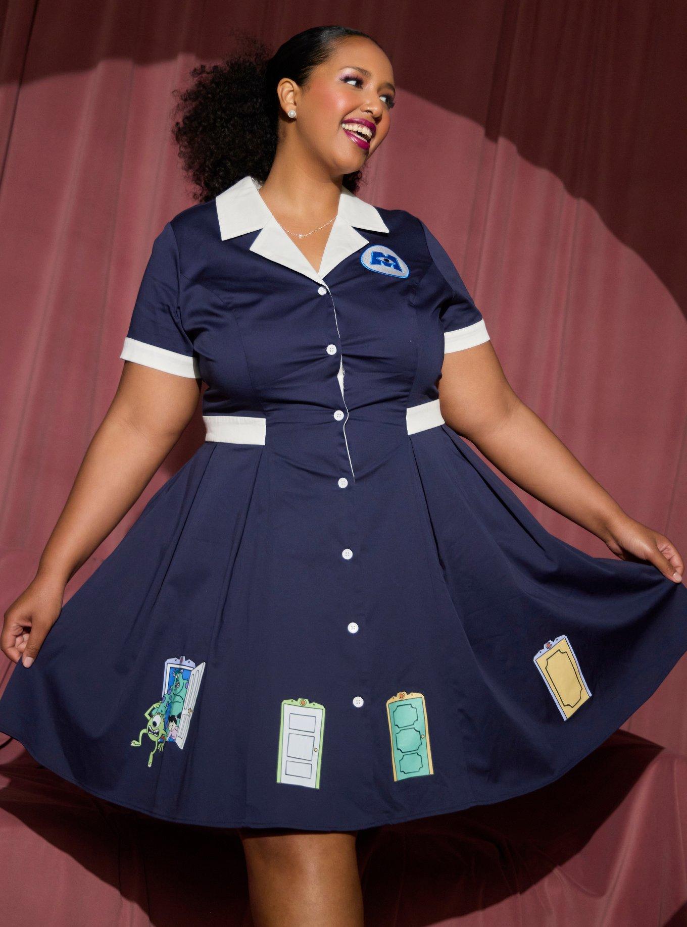 Her Universe Disney Pixar Monsters, Inc. Doors Retro Dress Plus Size Her Universe Exclusive, , hi-res
