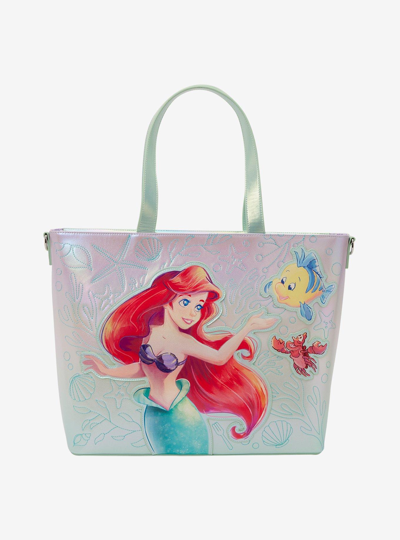 Loungefly Disney The Little Mermaid Ariel, Sebastian, & Flounder Iridescent Tote Bag with Coin Purse, , hi-res