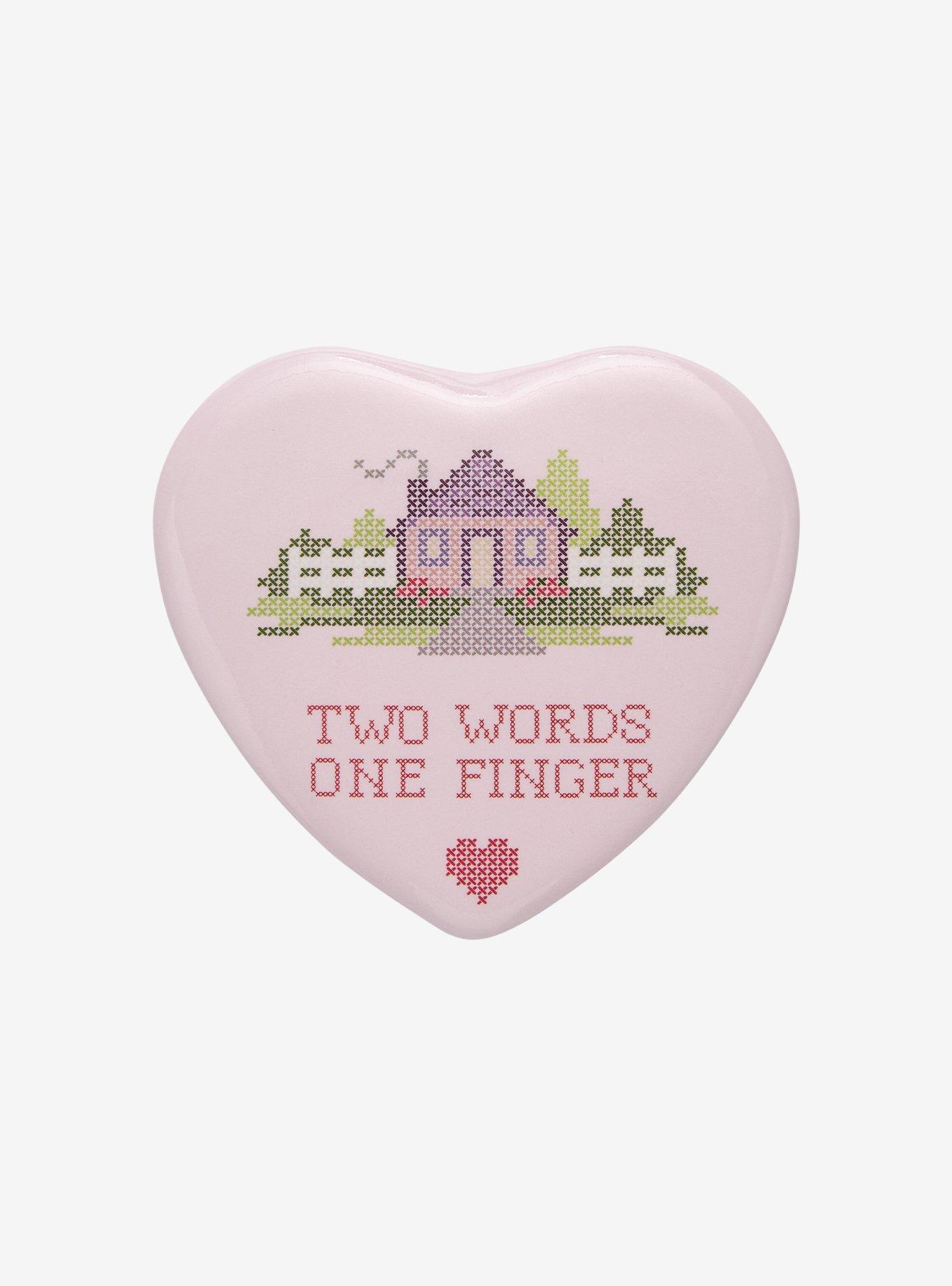 Two Words One Finger Heart Button, , hi-res
