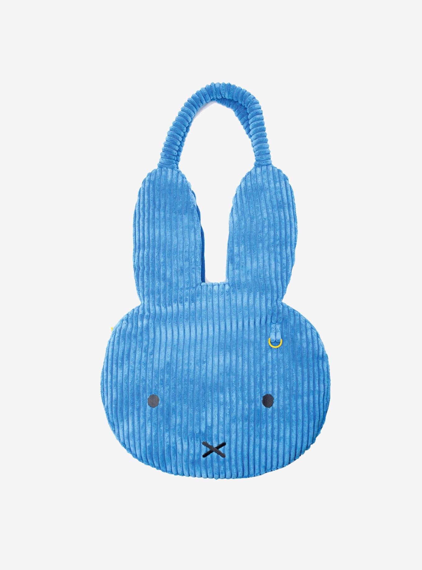 Whatever! Makes You Happy x Miffy Face Figural Blue Corduroy Oversized Tote Bag