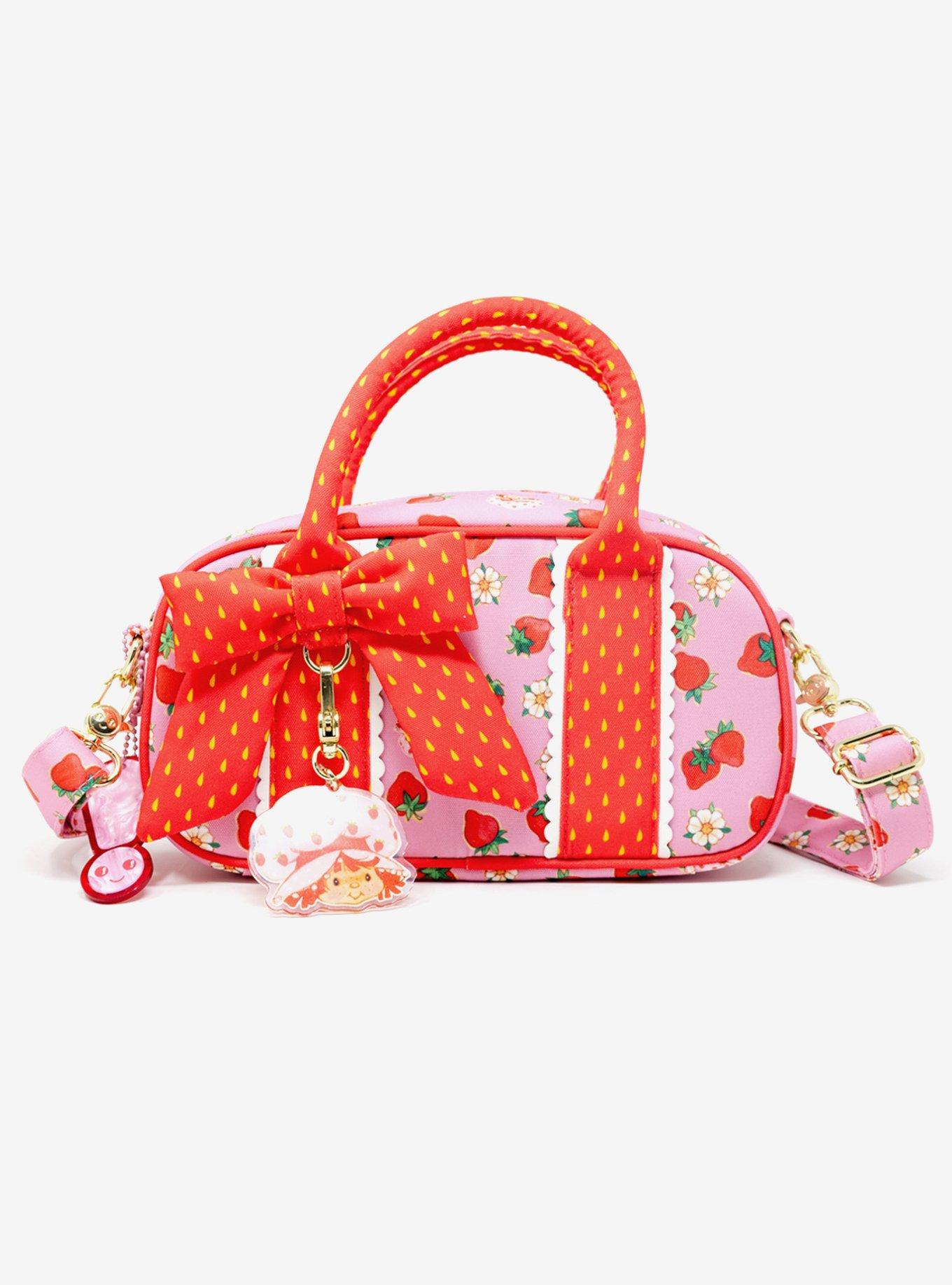 Whatever! Makes You Happy x Strawberry Shortcake Strawberries Allover Print Mini Duffle Crossbody Bag With Bag Charm, , hi-res
