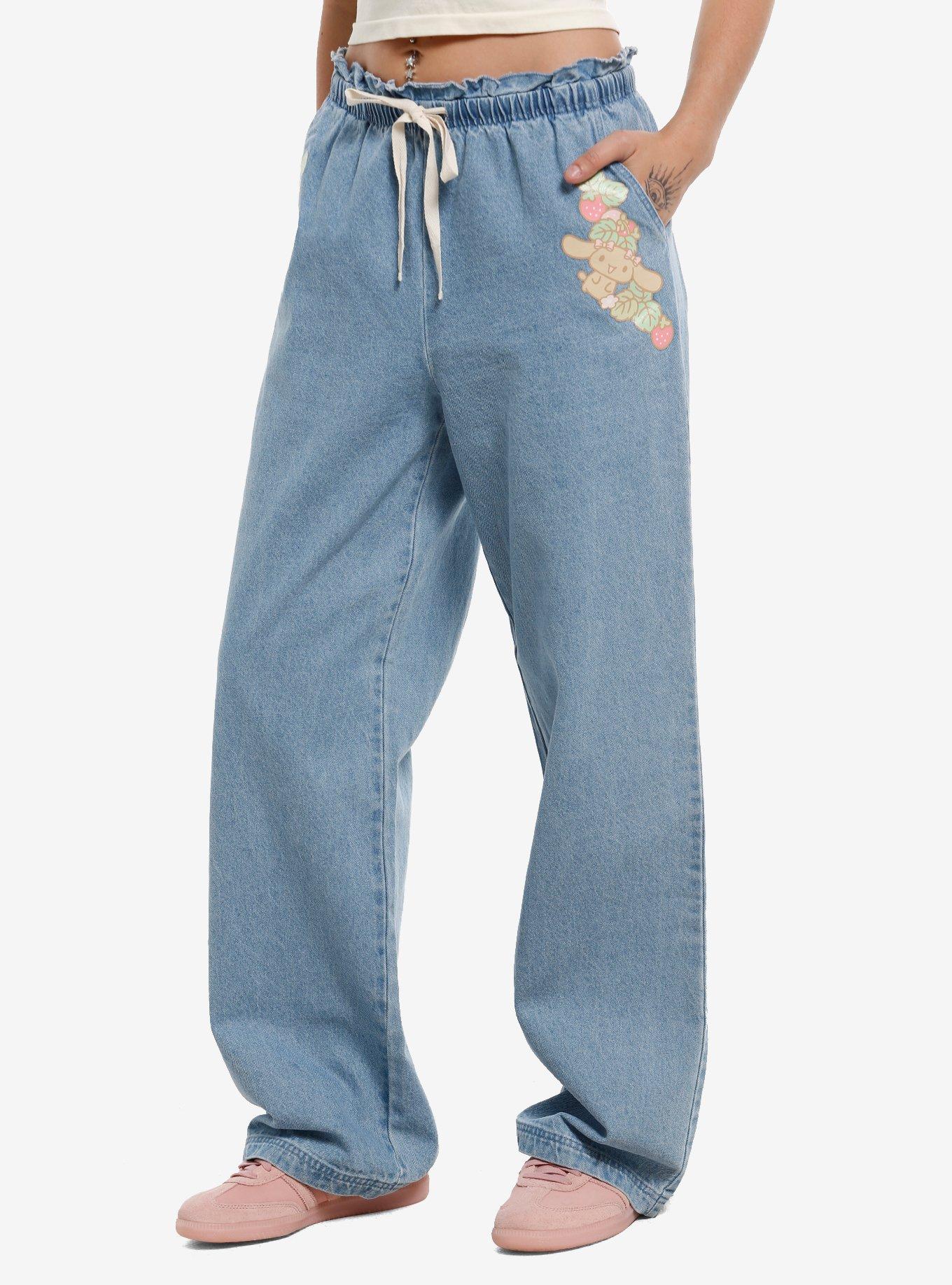 Cinnamoroll & Mocha Ruffle Denim Pants, , hi-res