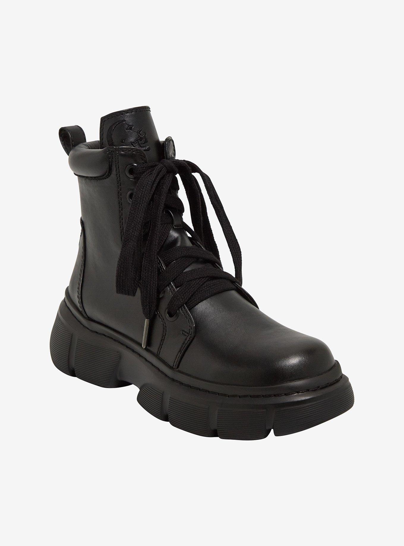 KIHILIST Black Discordant Combat Boots, , hi-res