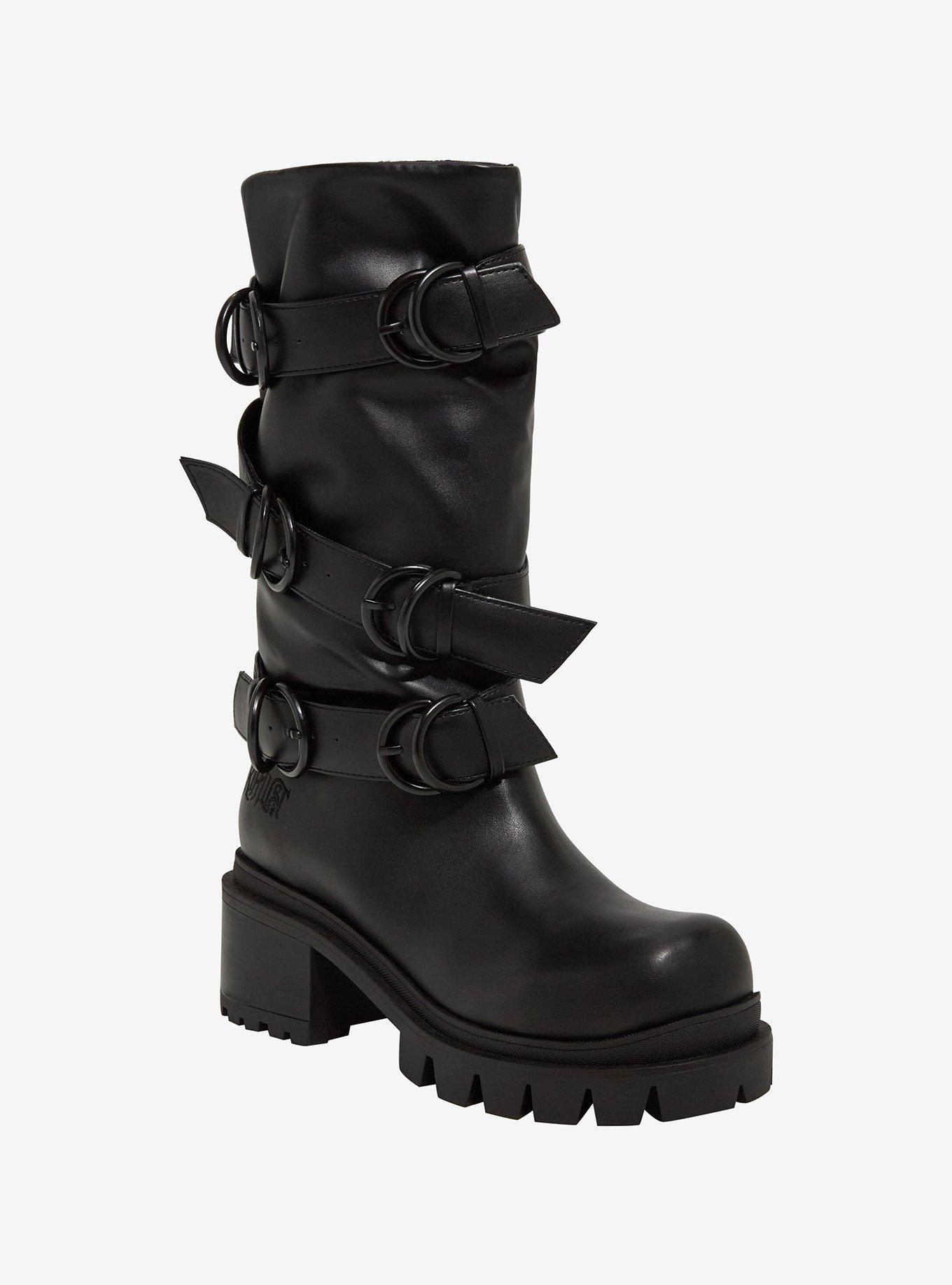 KIHILIST Black Bleak Buckle Boots, , hi-res