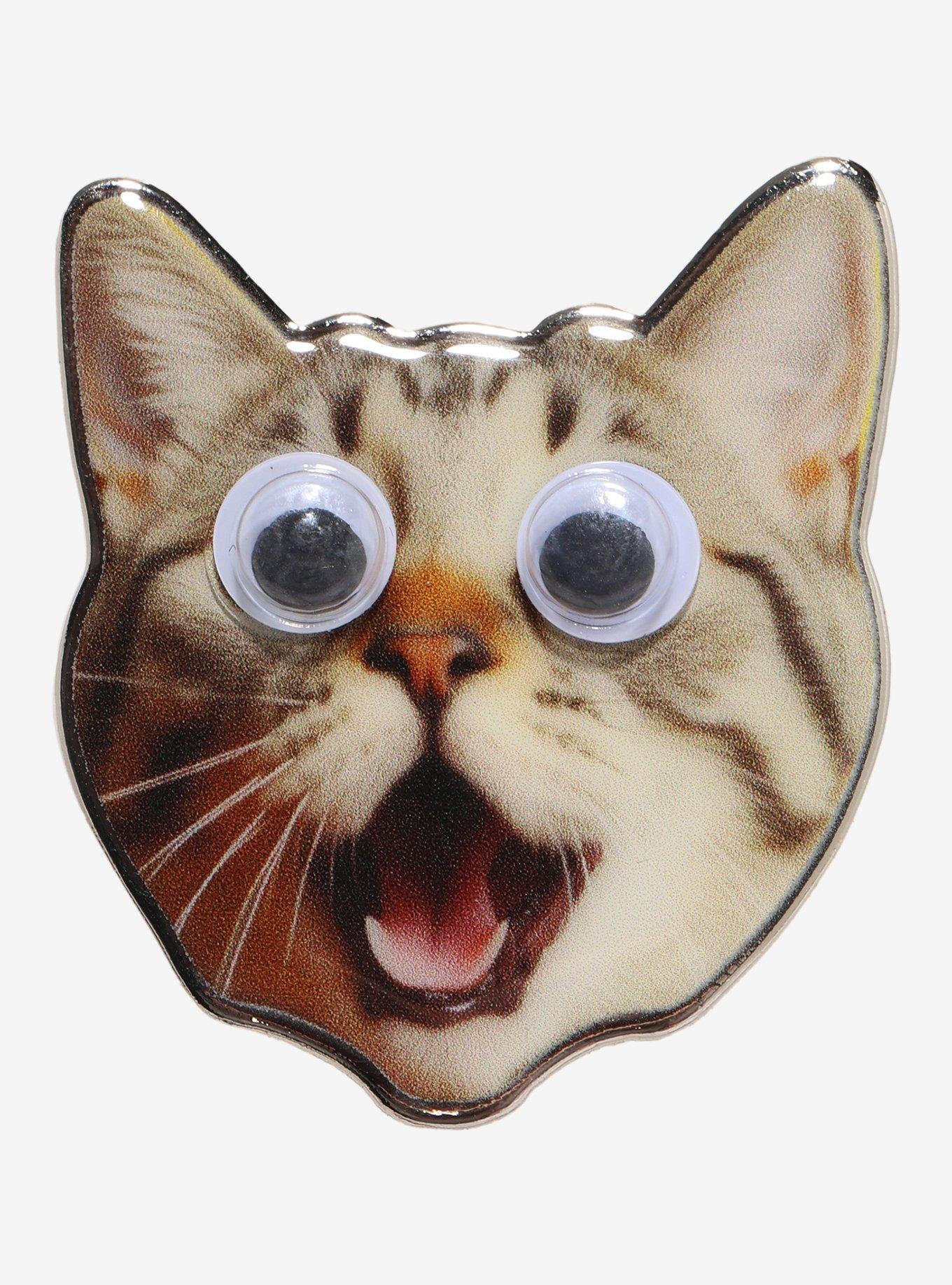 Cat Googly Eyes Enamel Pin, , hi-res