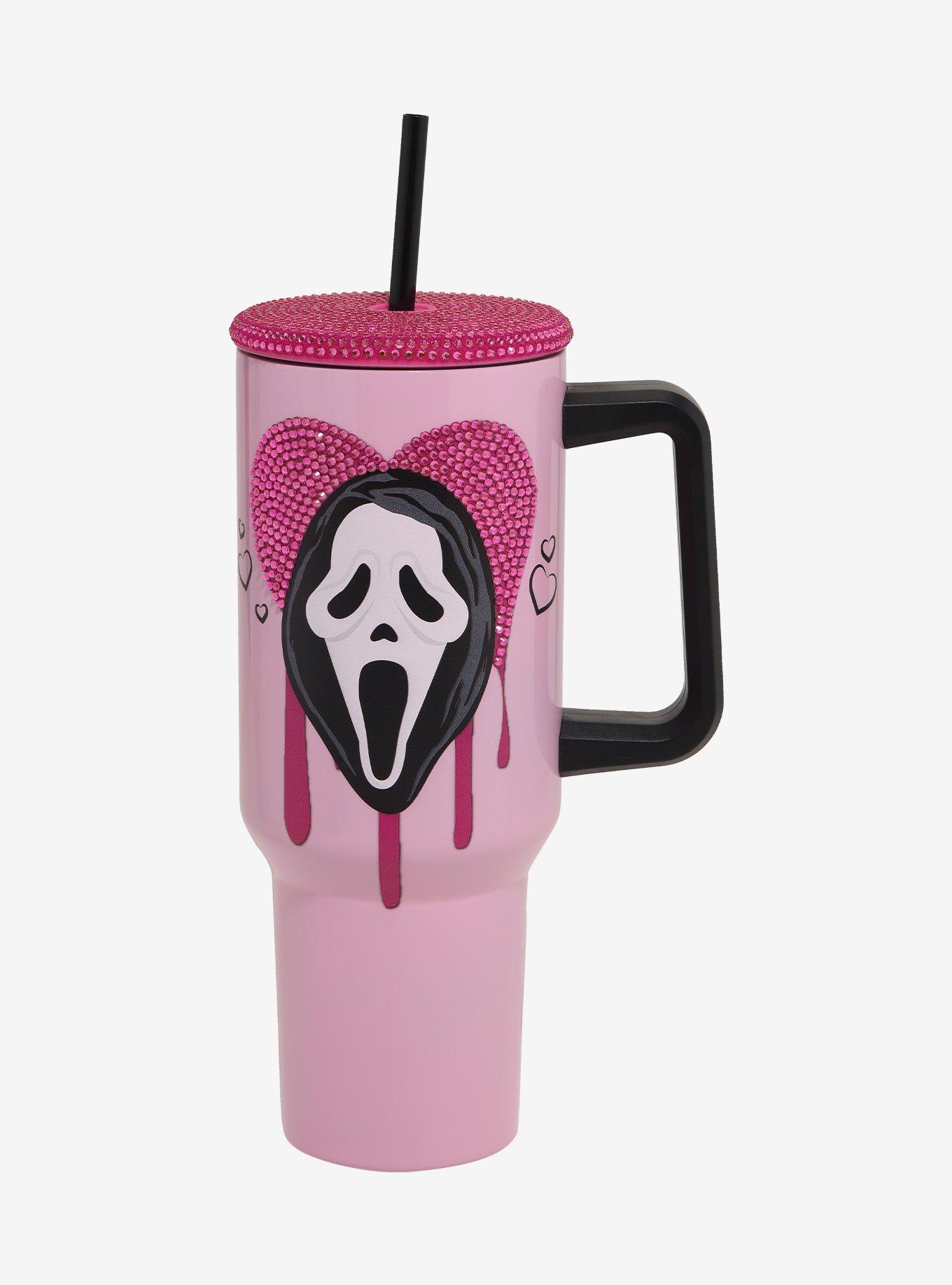 Ghost Face Bling Heart Stainless Steel Travel Cup, , hi-res