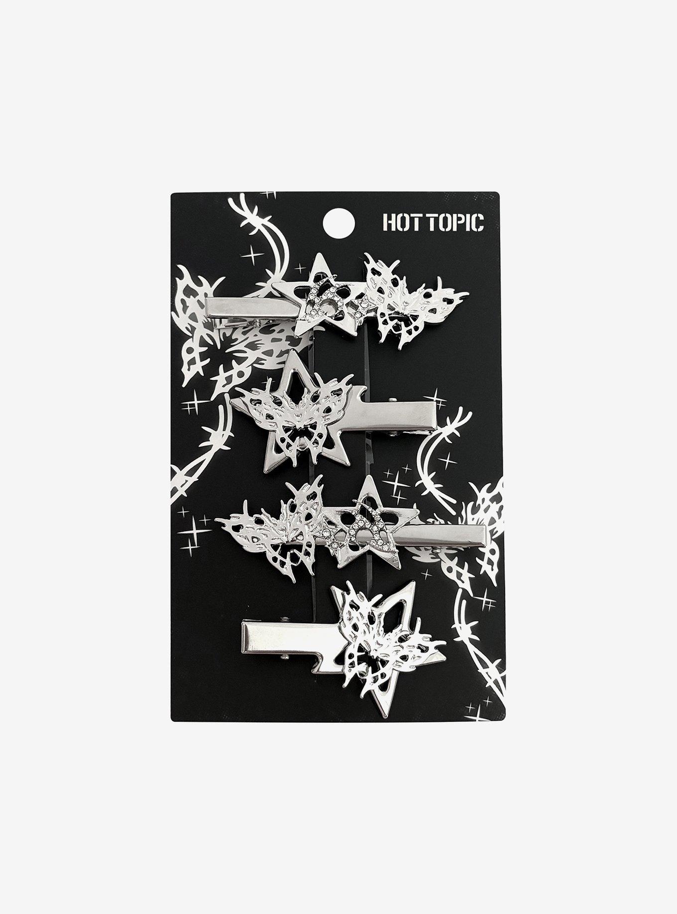 Silver Cyber Star Butterfly Hair Clip Set, , hi-res