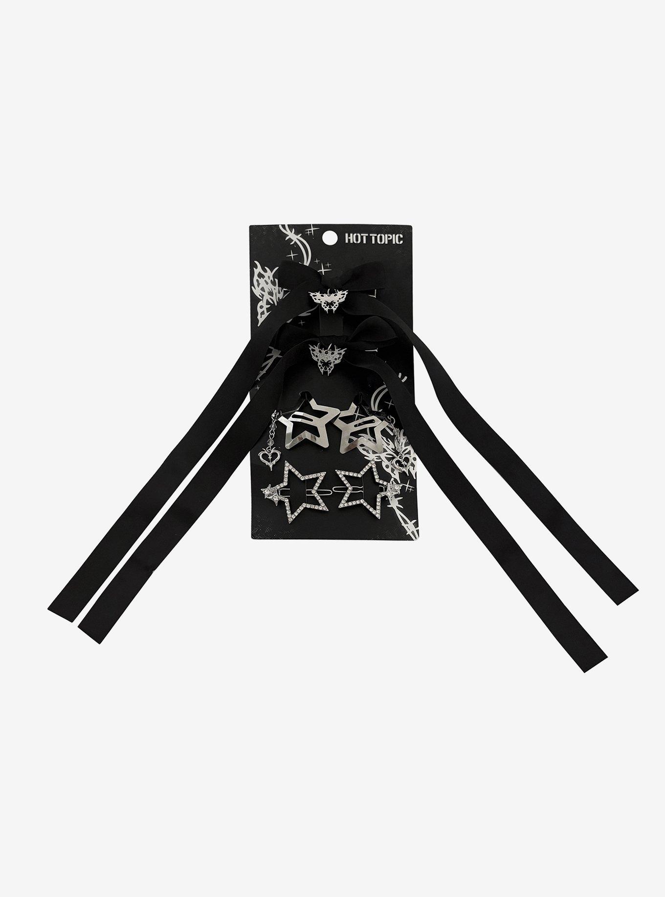 Cyber Star Black Bow Hair Clip Set, , hi-res