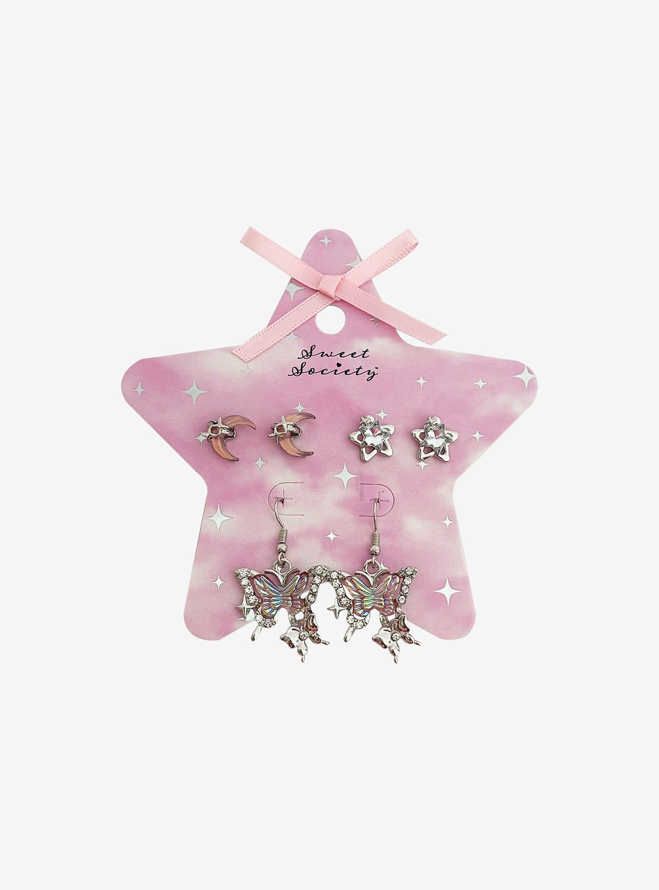 Sweet Society Celestial Butterfly Bling Earring Set, , hi-res