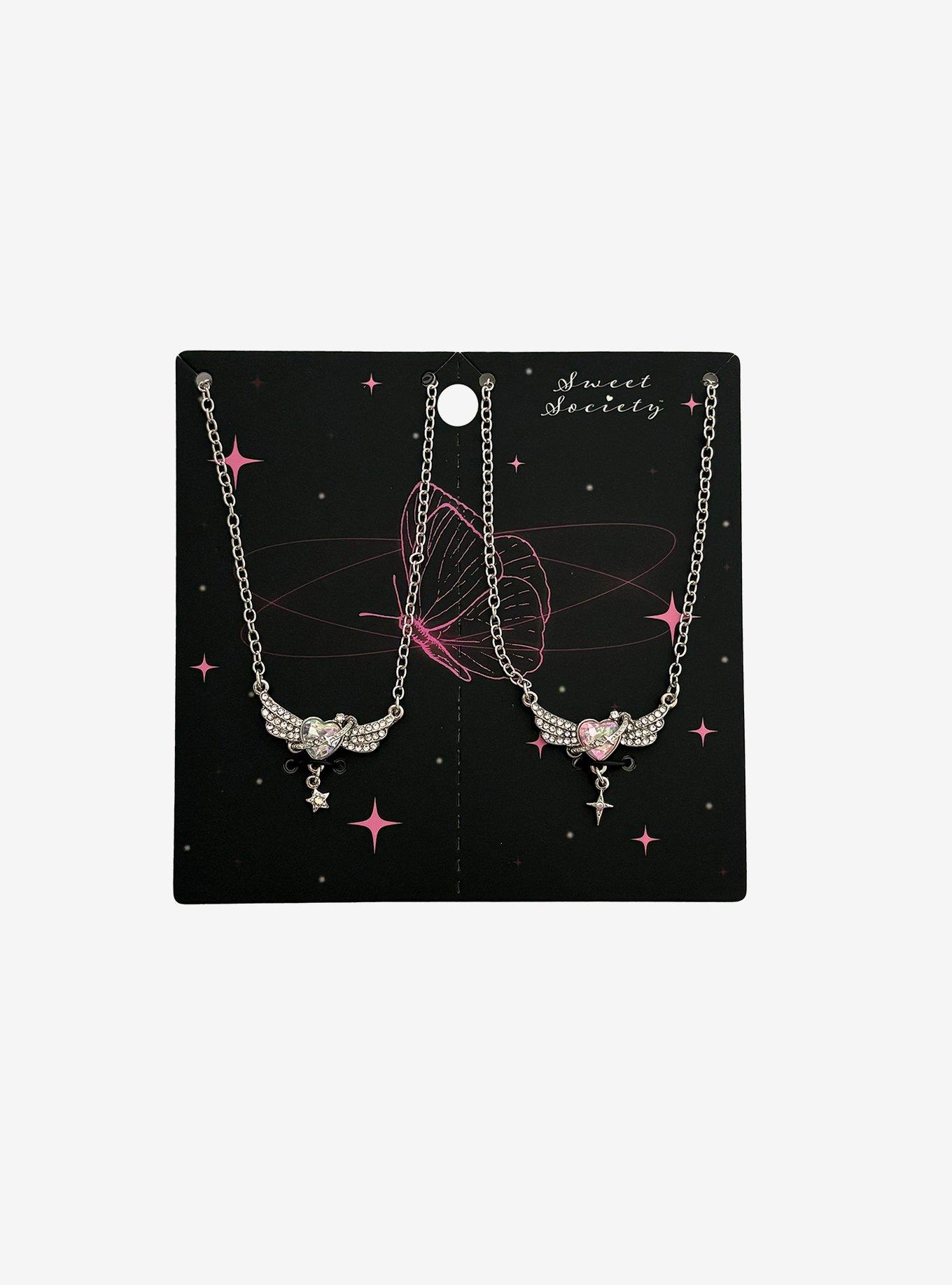 Sweet Society Winged Heart Best Friend Necklace Set, , hi-res