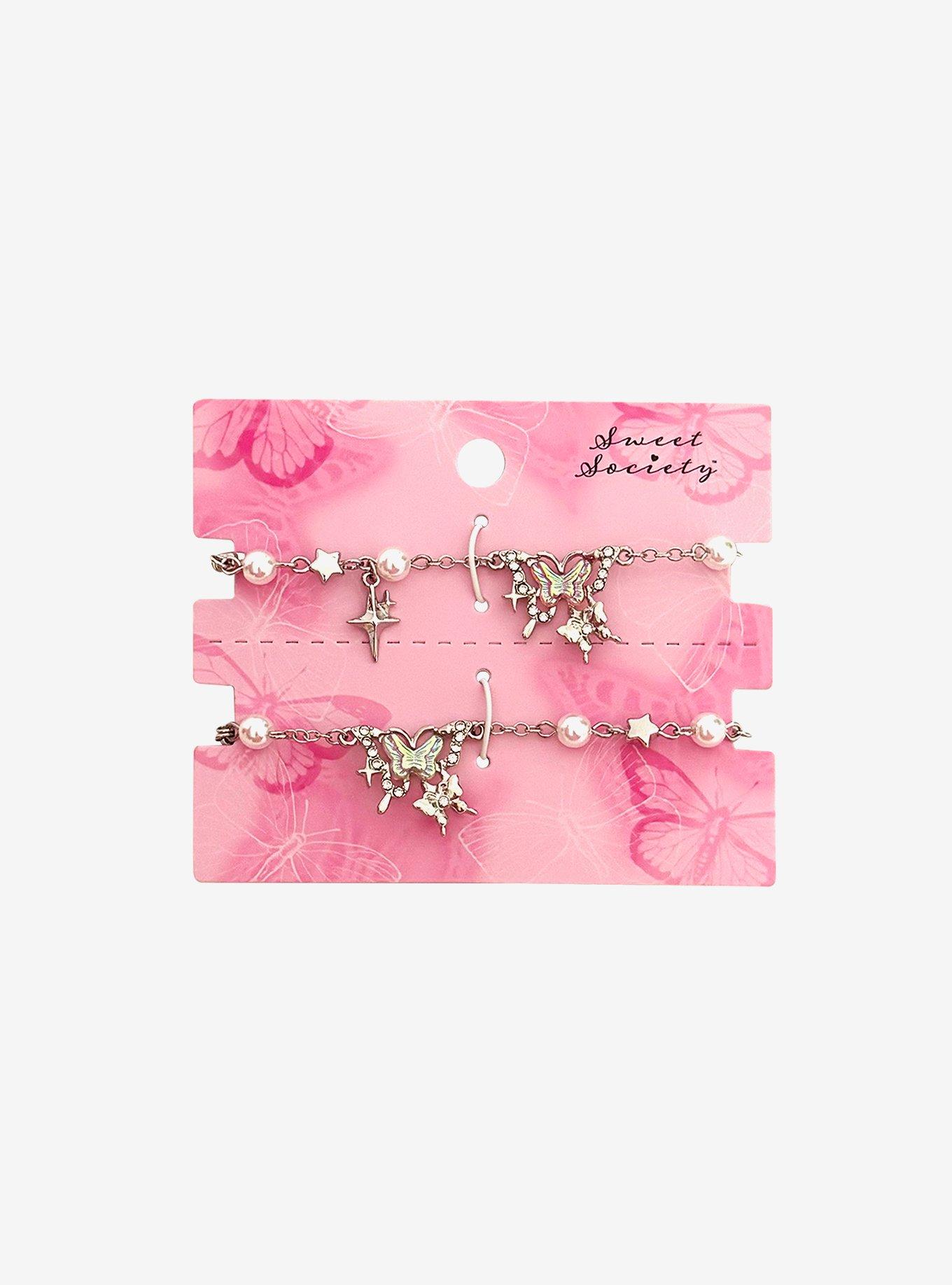 Sweet Society Jeweled Butterfly Best Friend Bracelet Set, , hi-res