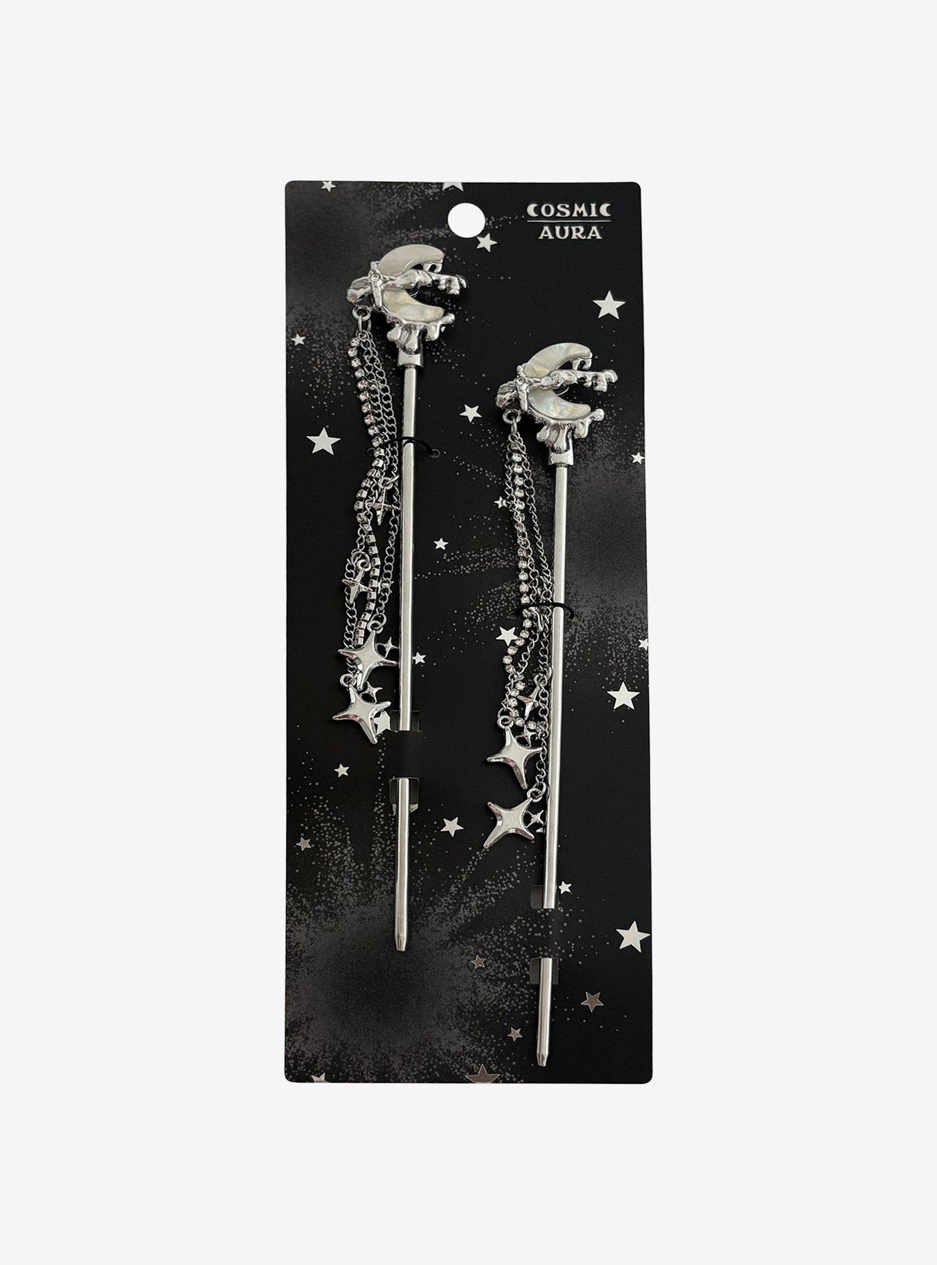 Cosmic Aura Orbit Moon Hair Stick Set, , hi-res