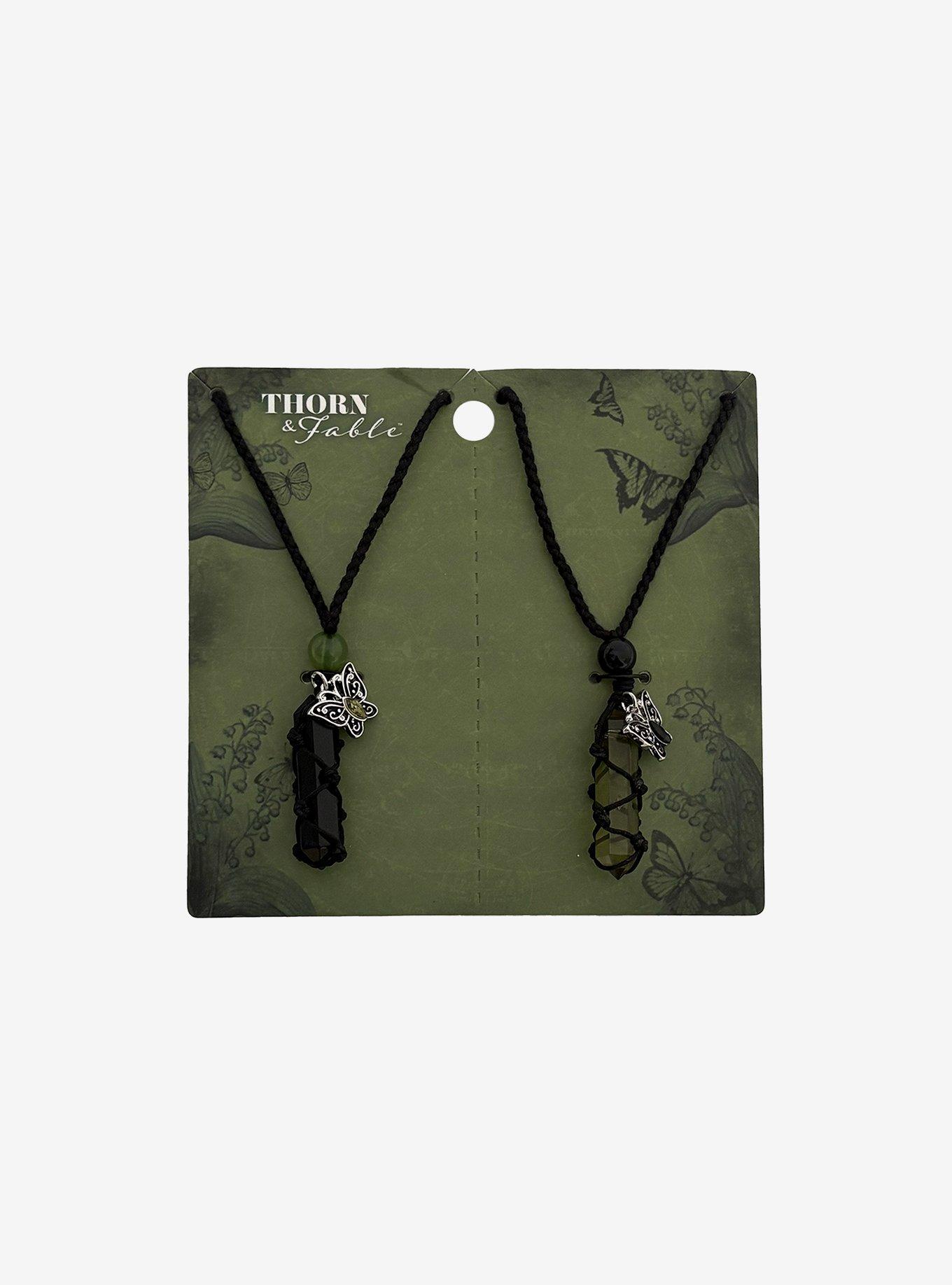 Thorn & Fable Crystal Butterfly Best Friend Necklace Set, , hi-res