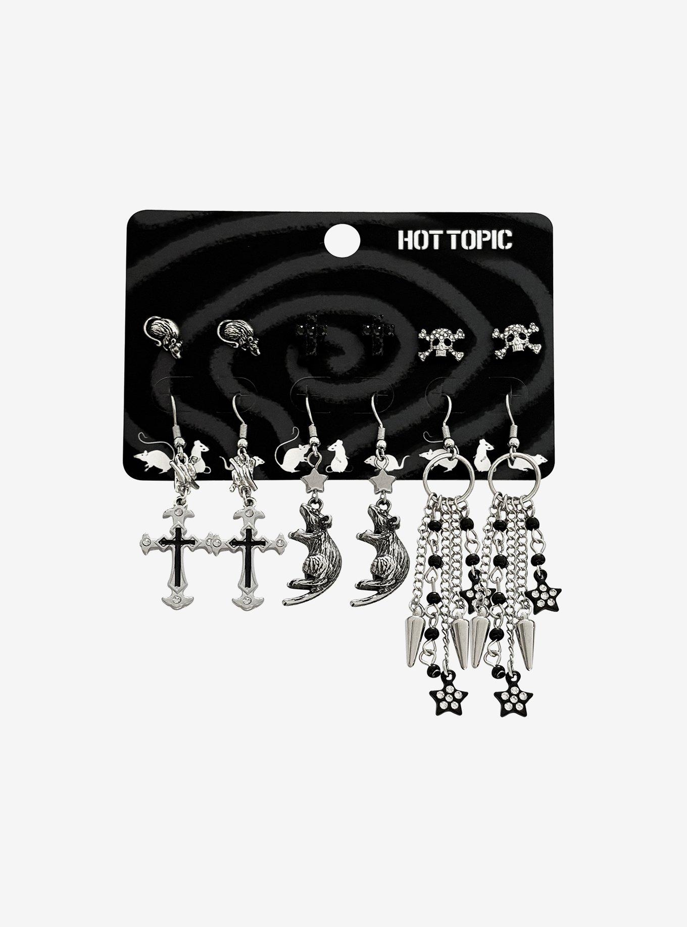 Rat & Cross Earring Set, , hi-res