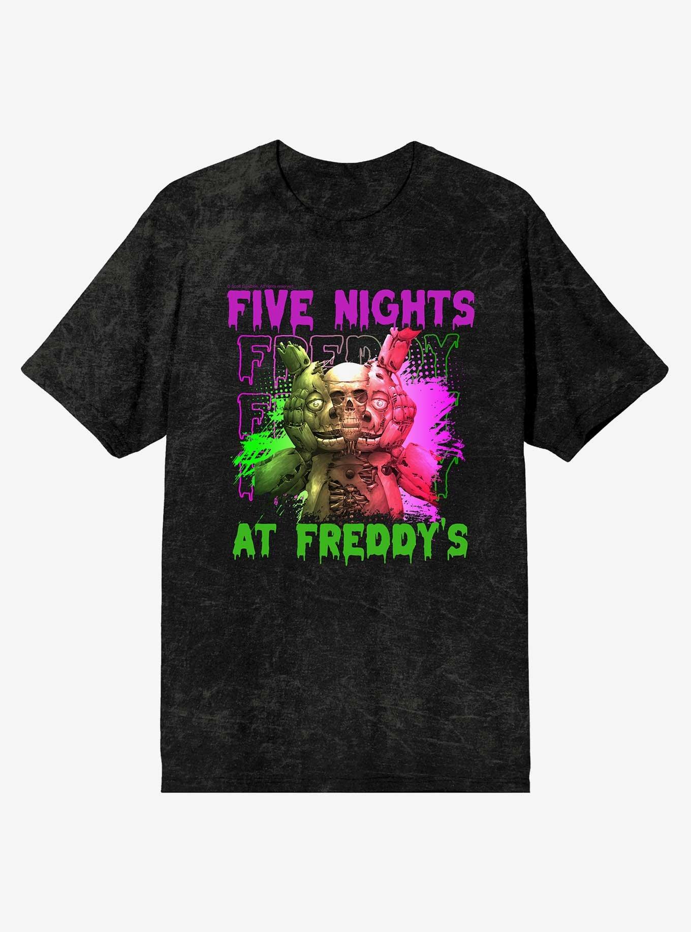 Five Nights At Freddy's Split Robotic Mineral Wash T-Shirt, BLACK MINERAL WASH, hi-res