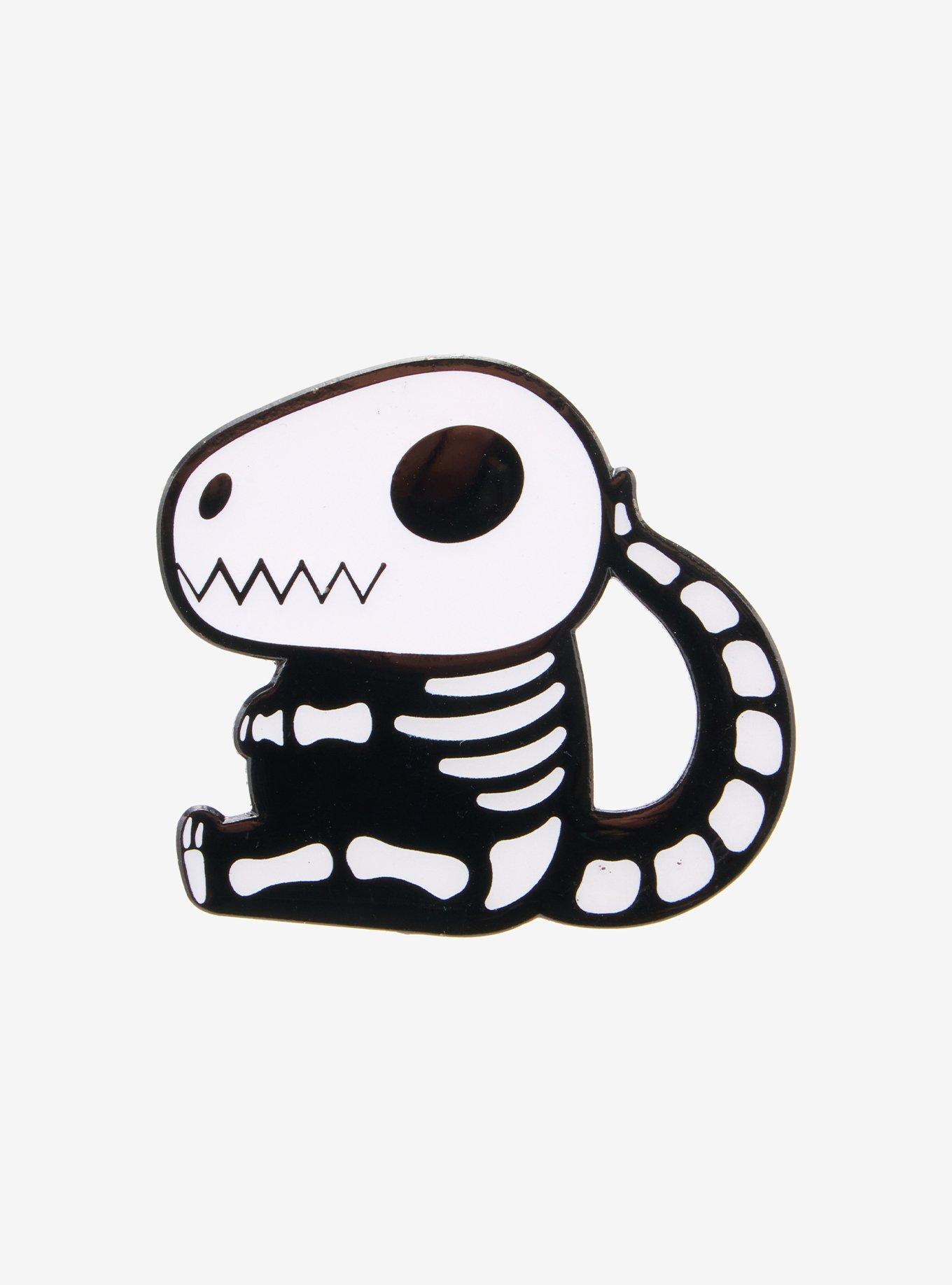 Dino Skeleton Glow-In-The-Dark Enamel Pin, , hi-res