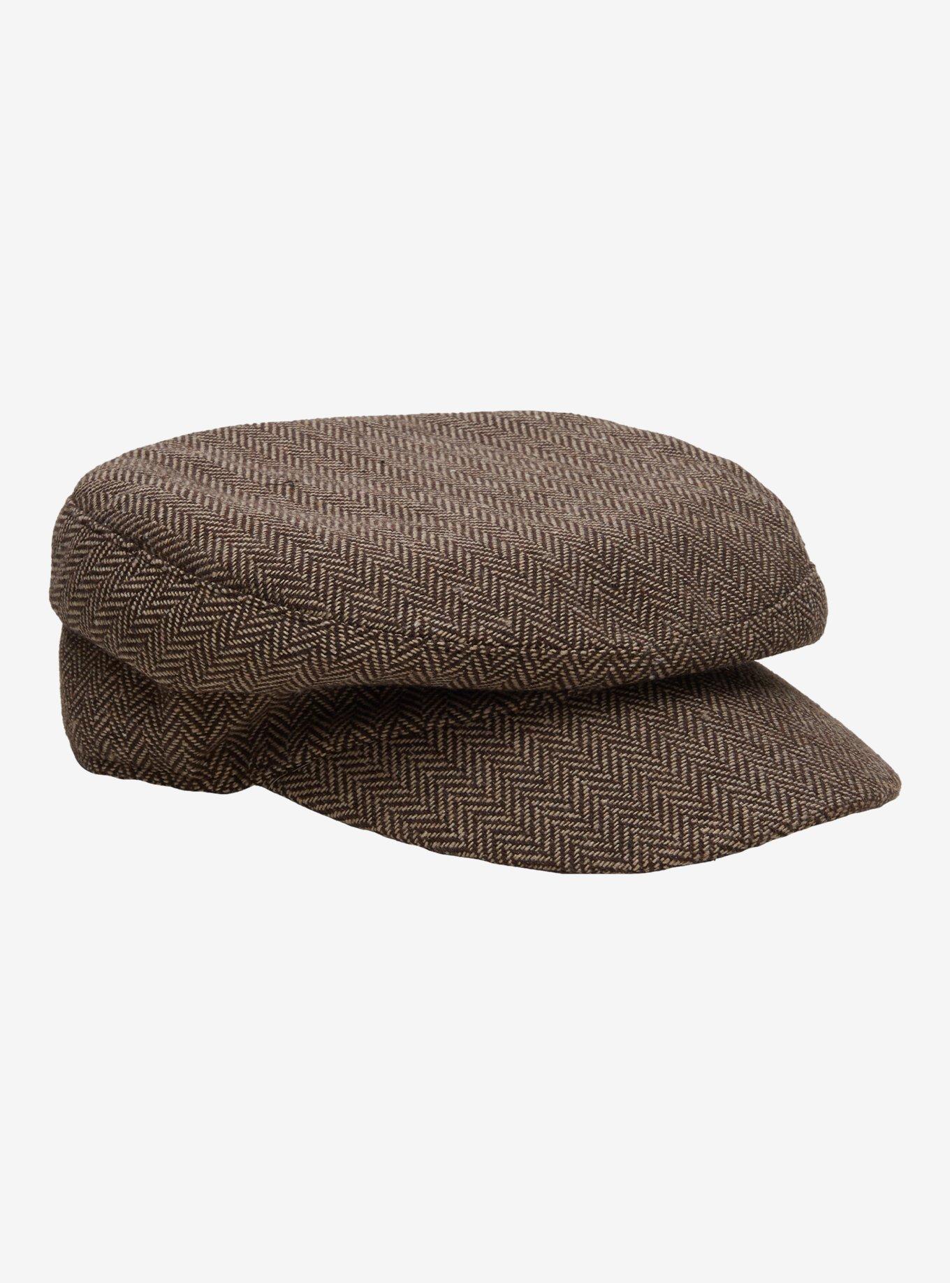Brown Herringbone Cabbie Hat, , hi-res