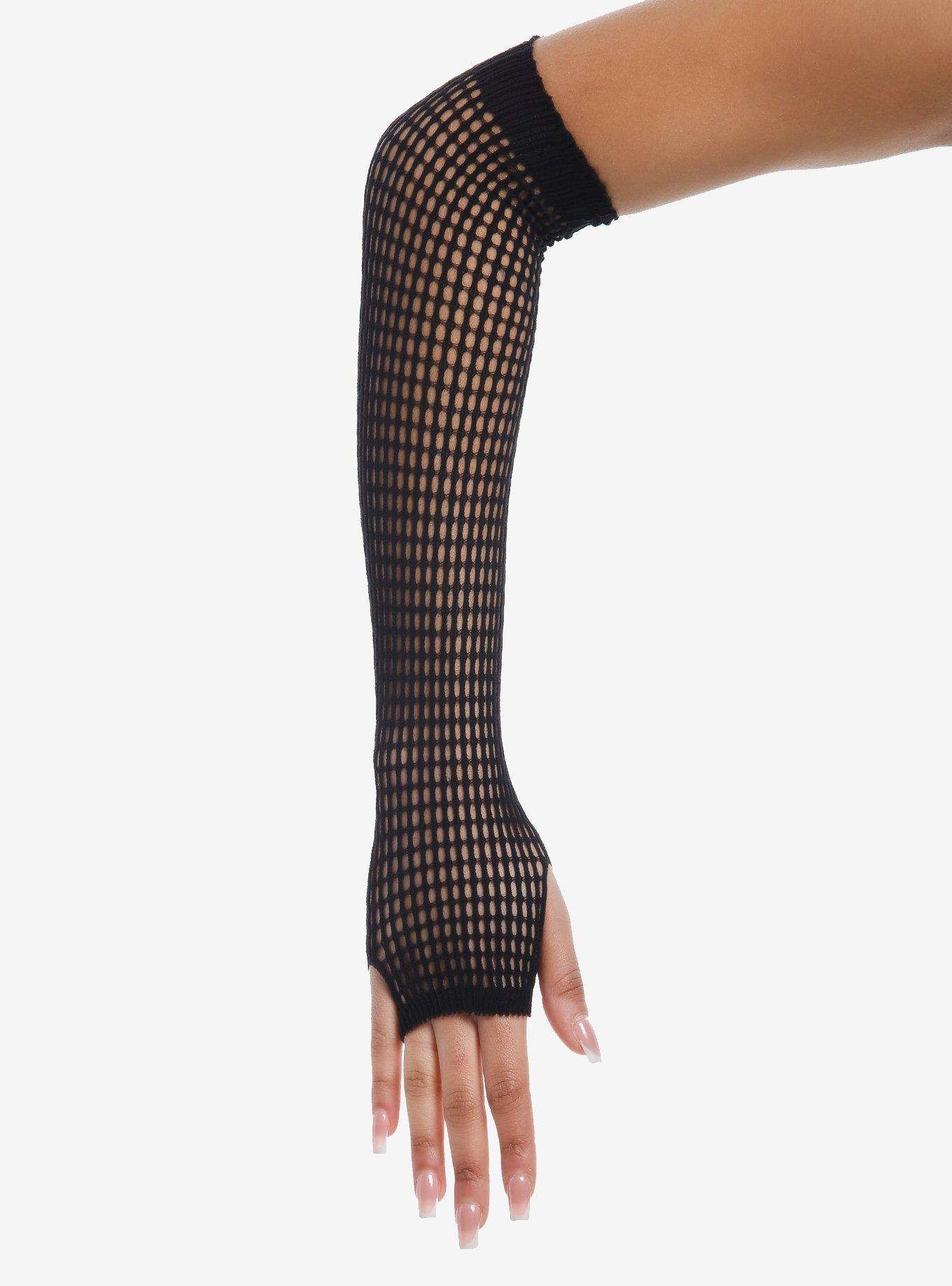 Black Square Fishnet Arm Warmers, , hi-res
