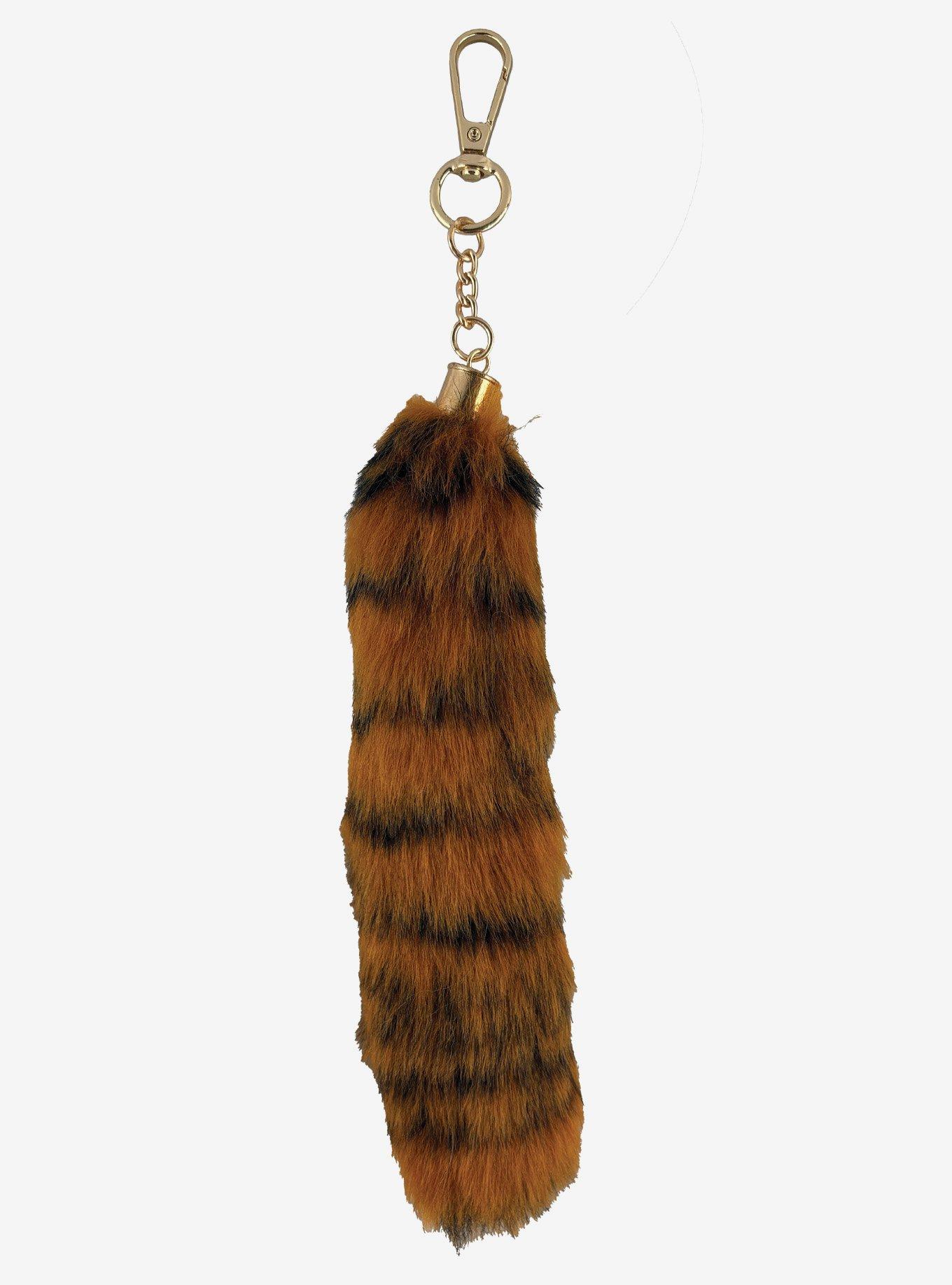 Tiger Faux Tail Plush Key Chain, , hi-res