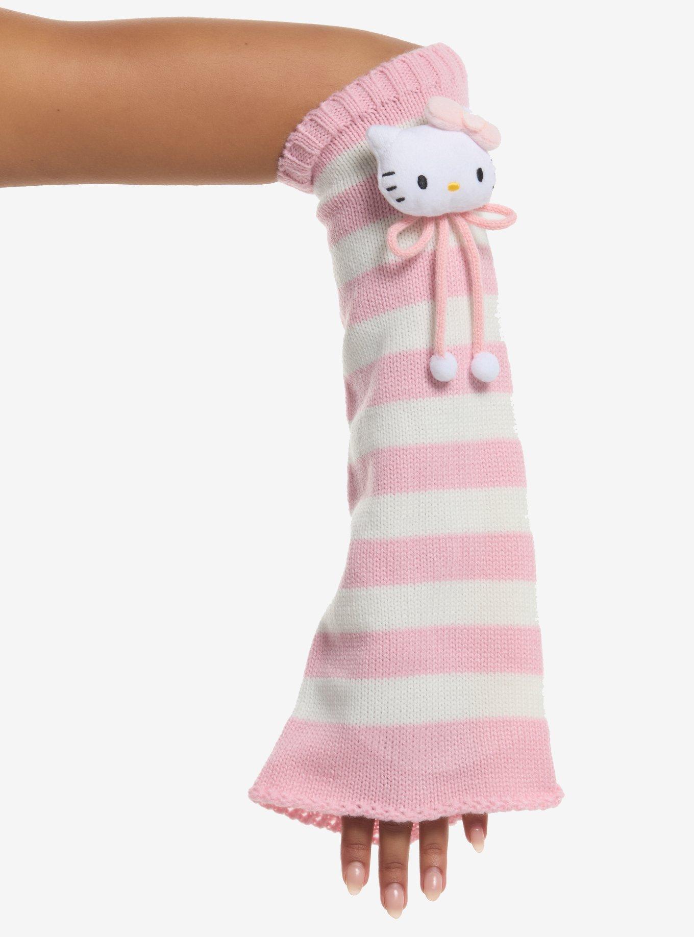 Hello Kitty Striped Plush Flare Arm Warmers, , hi-res