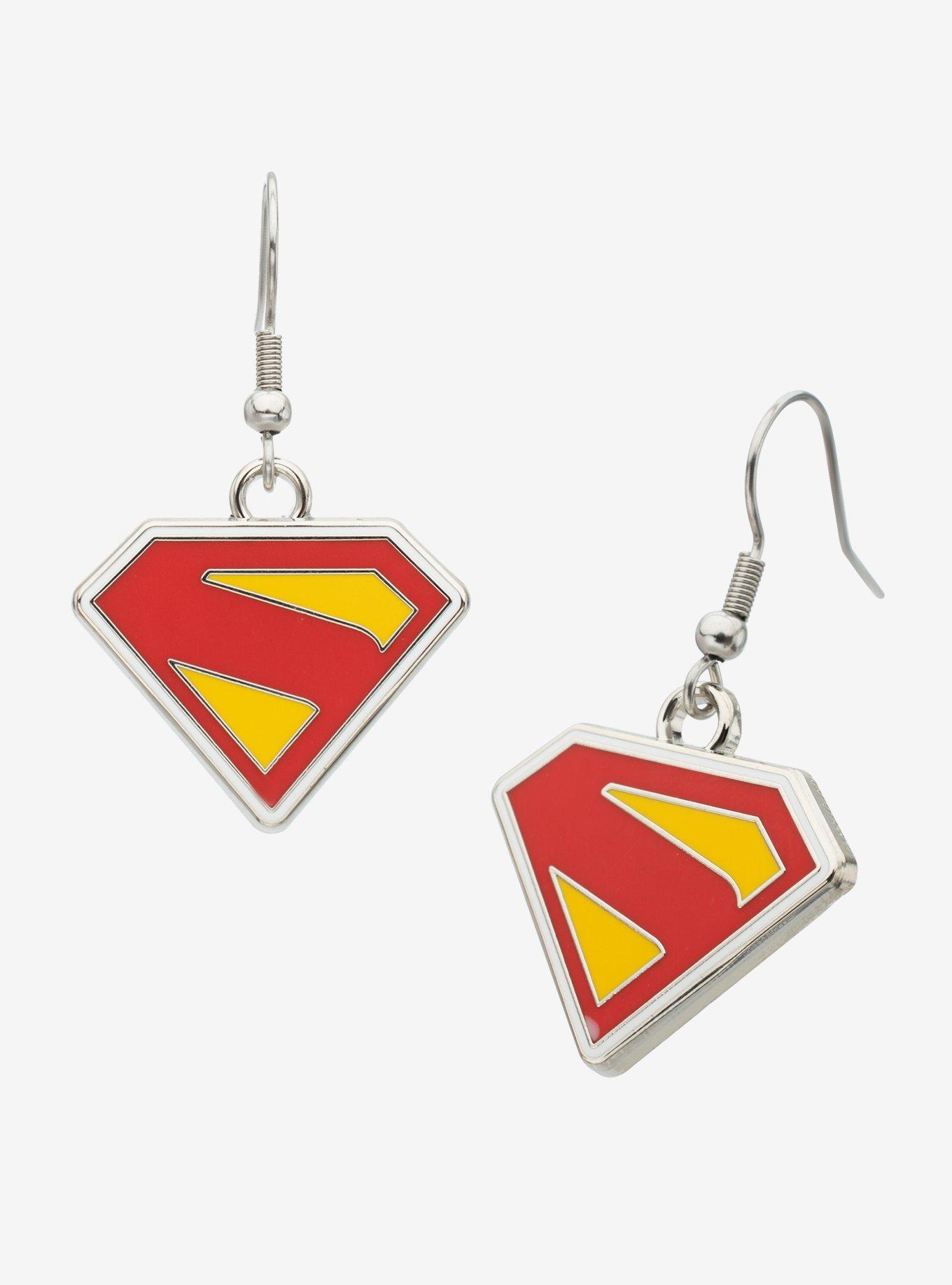 DC Comics Superman Shield Dangle Earrings, , hi-res