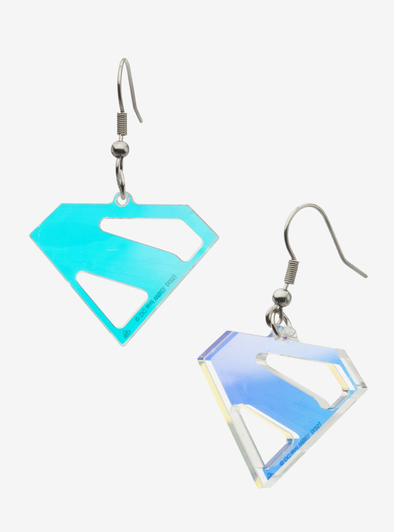 DC Comics Superman Iridescent Transparent Earrings, , hi-res