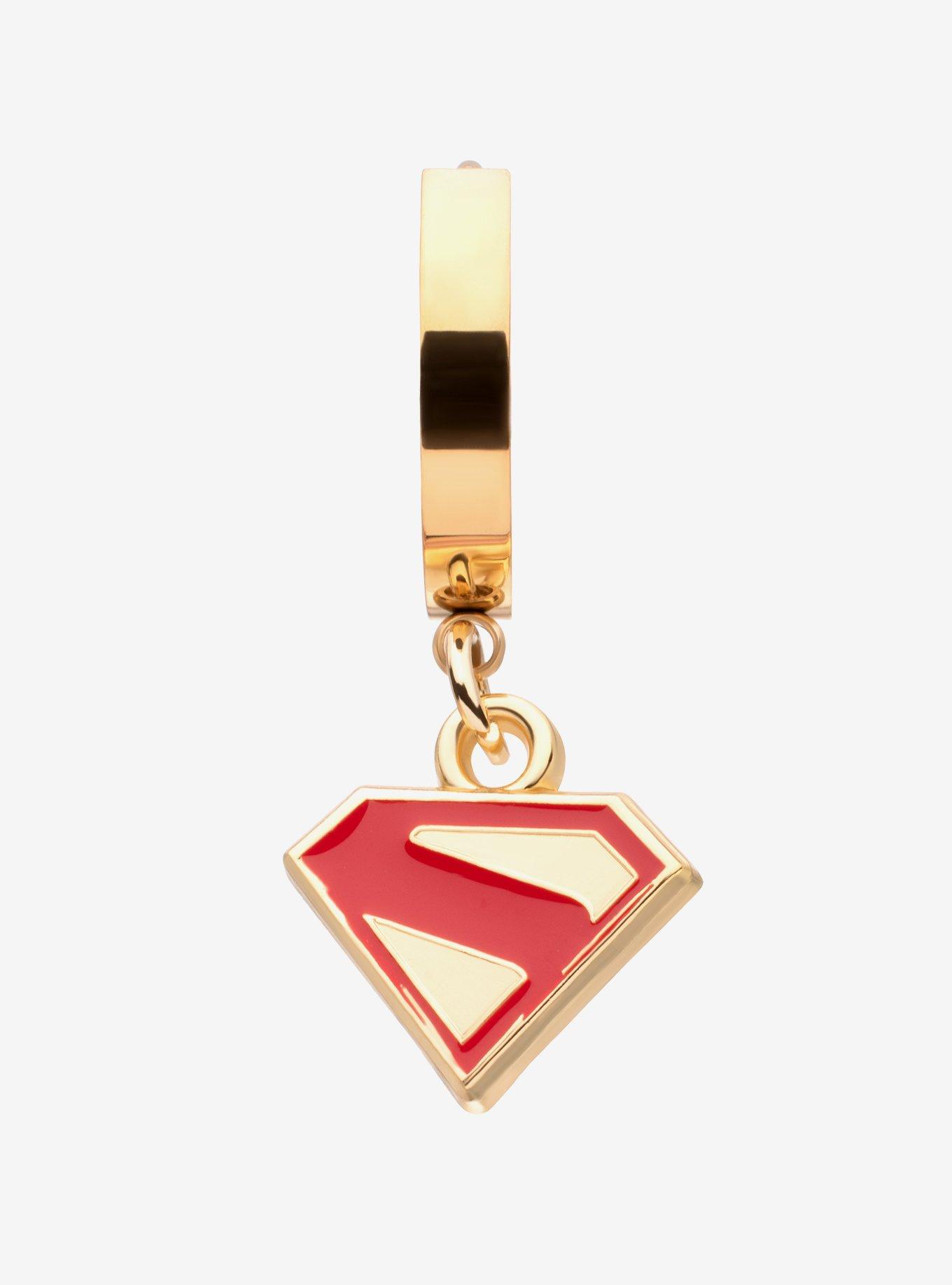 DC Comics Superman Logo Shield Huggie Earring, , hi-res