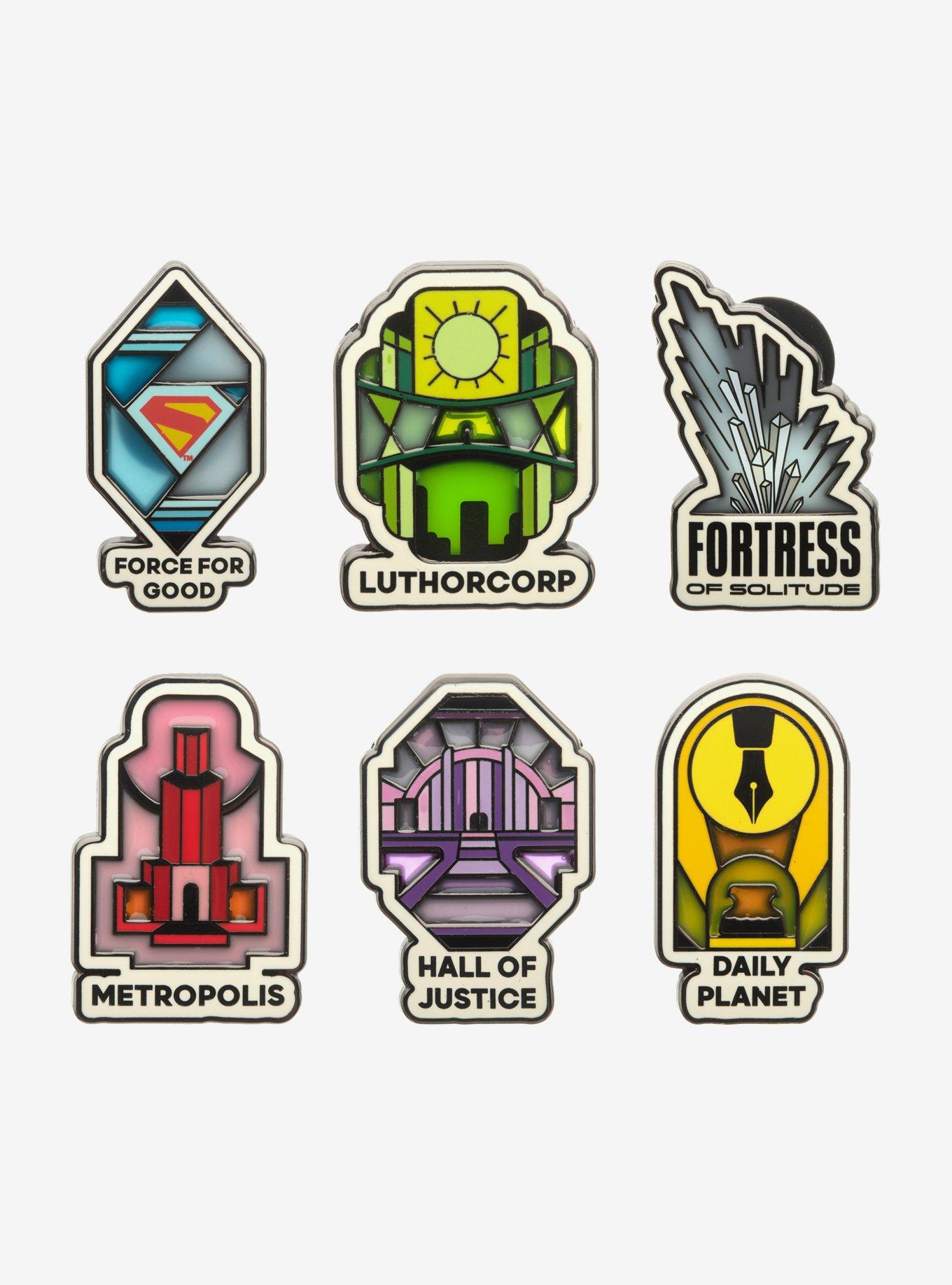 DC Comics Superman Movie Stained Glass Pin Set, , hi-res