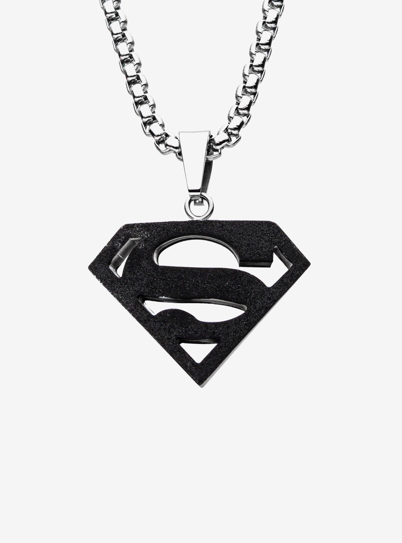 DC Comics Superman Black IP Stainless Steel Pendant Necklace, , hi-res
