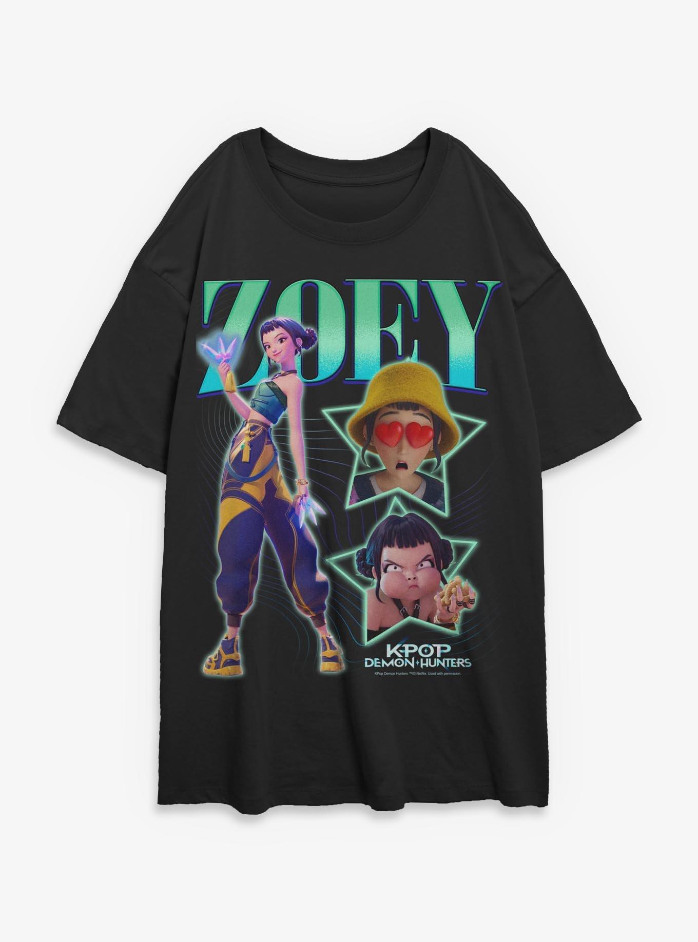 KPop Demon Hunters Zoey Star Collage Womens Oversized T-Shirt, BLACK, hi-res
