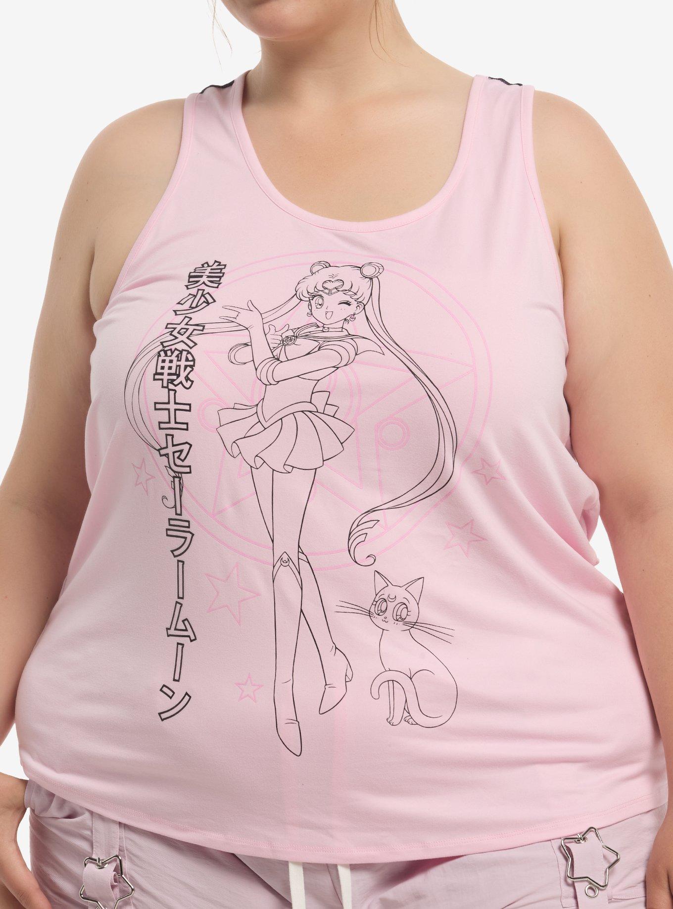 Pretty Guardian Sailor Moon Cutie Moon Rod Mesh Girls Racerback Tank Top Plus Size, , hi-res