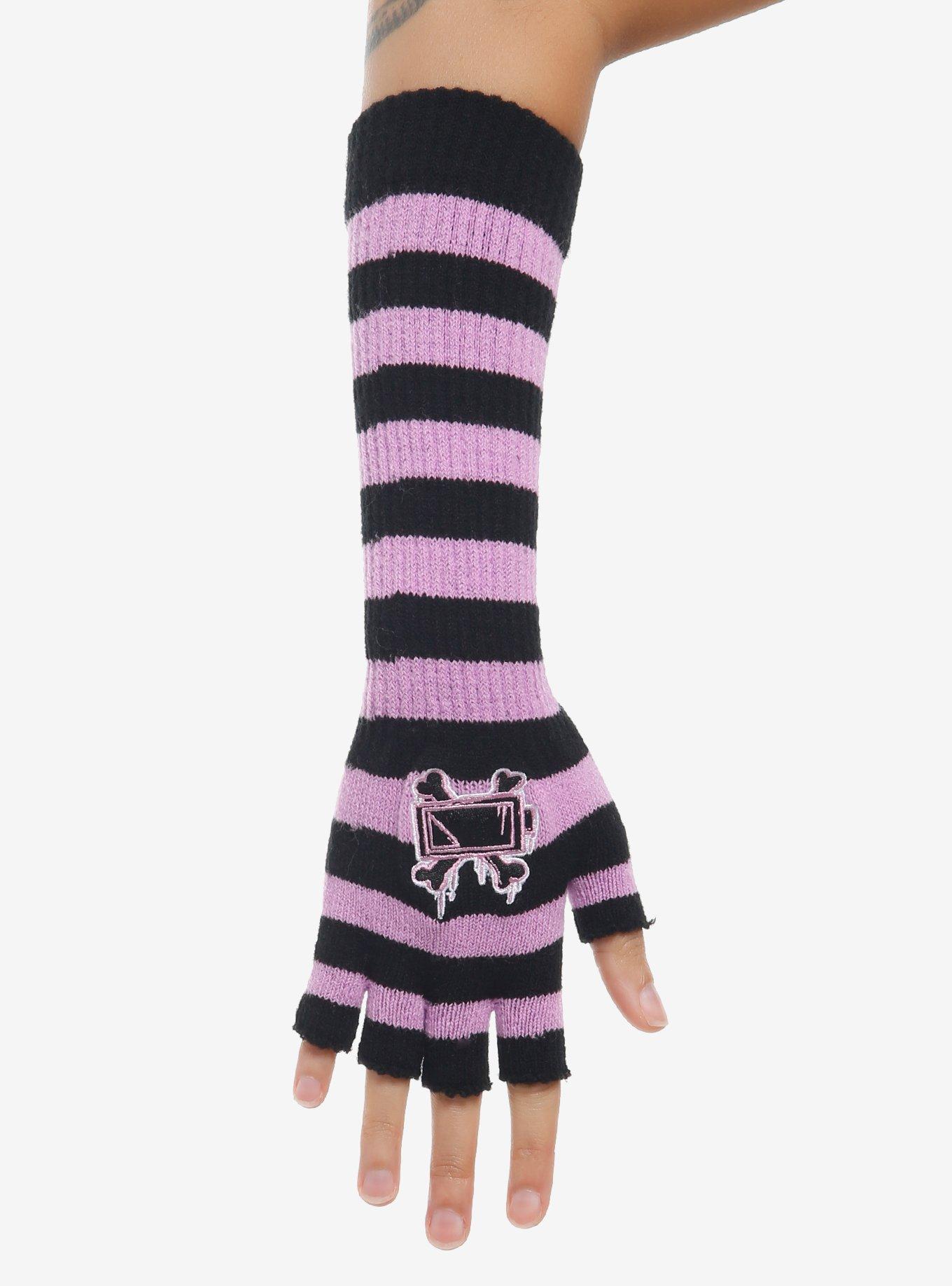 Murder Drones Uzi Purple & Black Stripe Arm Warmers | Hot Topic