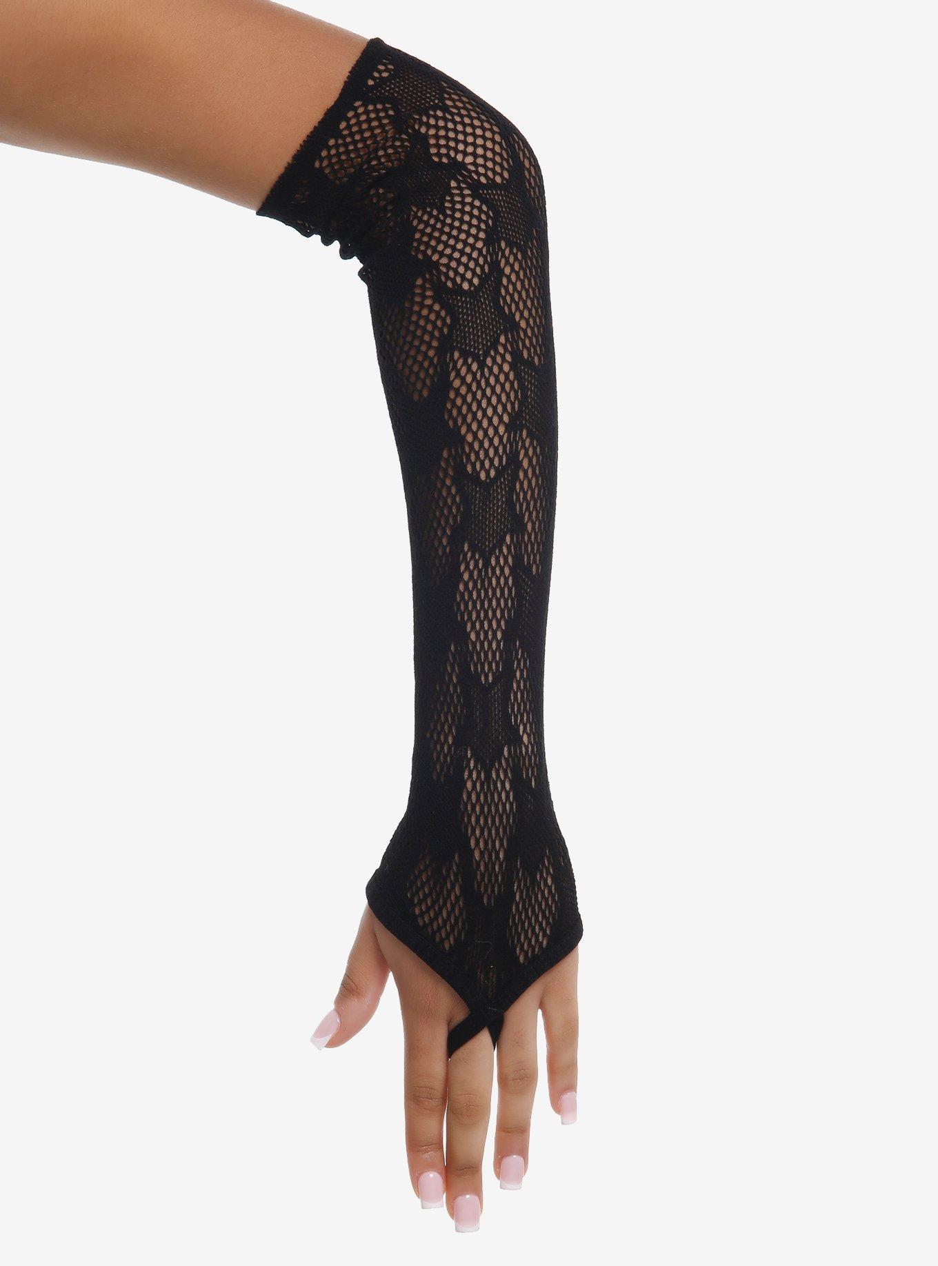 Black Star Fishnet Arm Warmers, , hi-res