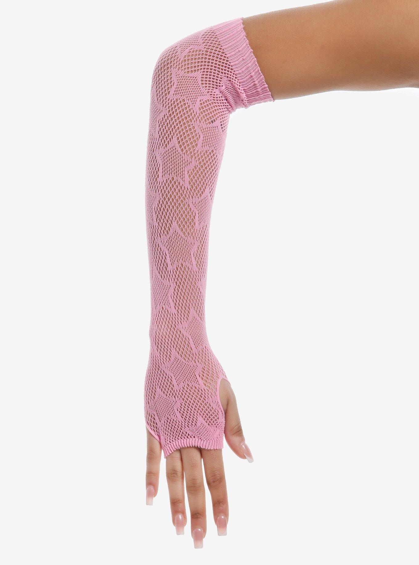 Pink Star Fishnet Arm Warmers, , hi-res