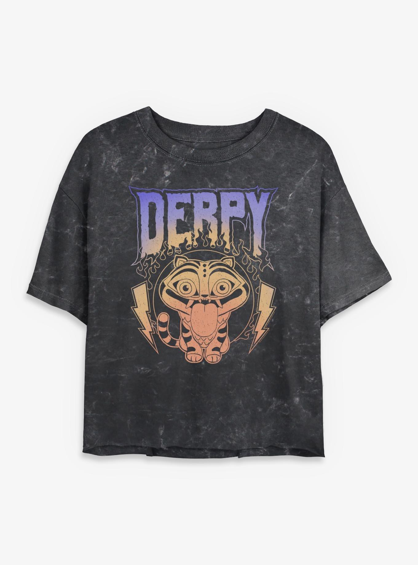 KPop Demon Hunters Derpy The Tiger Retro Metal Mineral Wash Womens Crop T-Shirt, , hi-res
