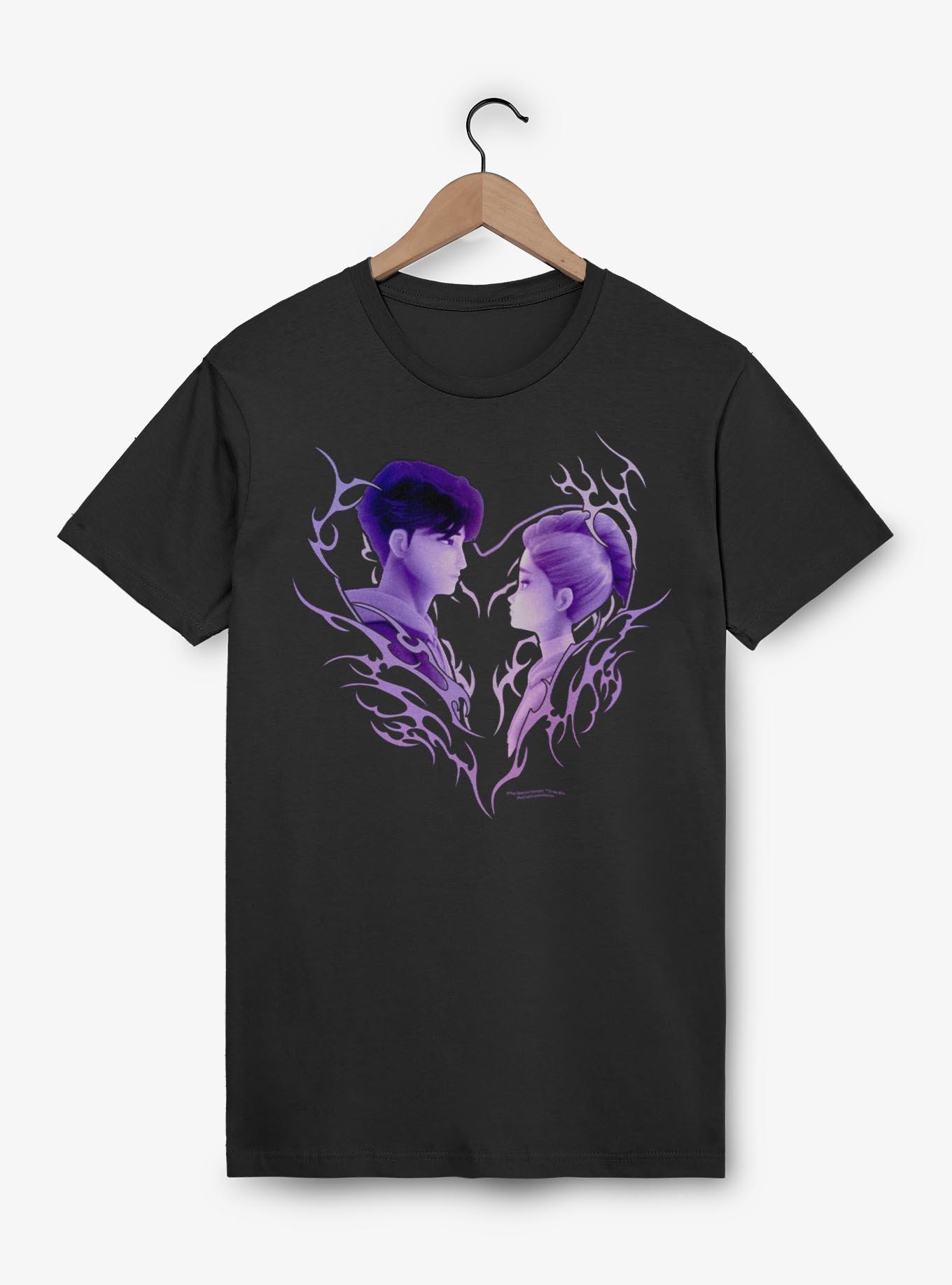 KPop Demon Hunters Jinu & Rumi Cyber Heart T-Shirt - BLACK