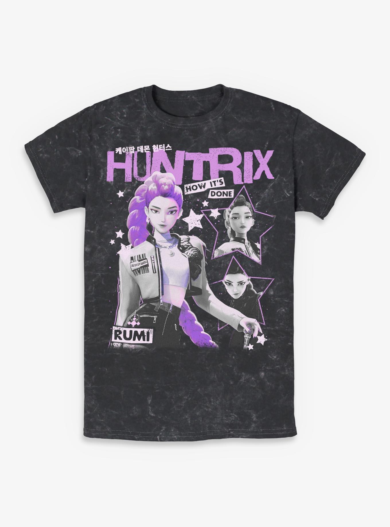 KPop Demon Hunters Huntrix Rumi Stars Collage Mineral Wash T-Shirt, , hi-res