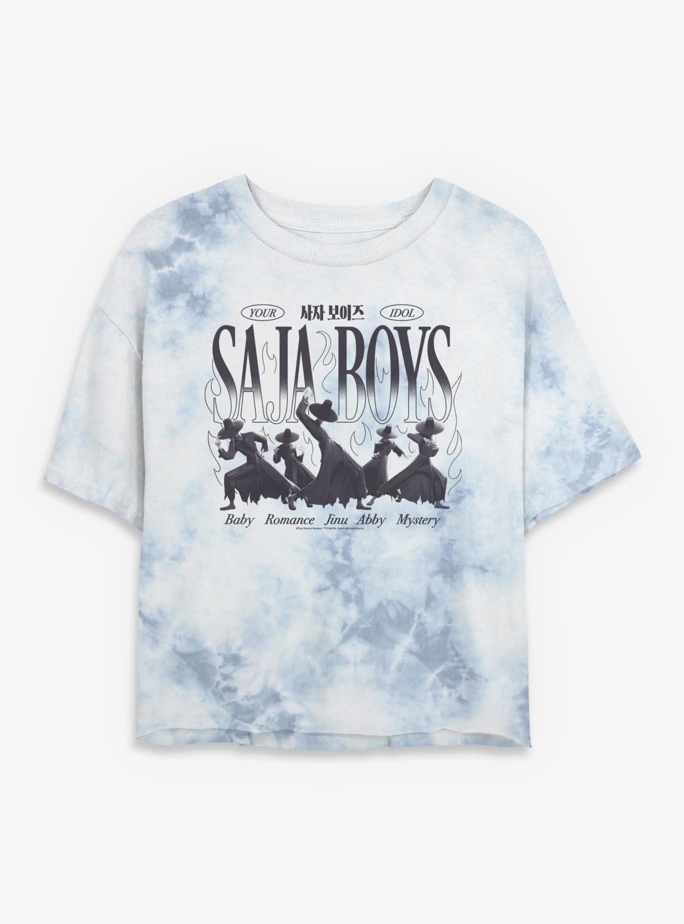 KPop Demon Hunters Saja Boys Your Idol Girls Tie-Dye Crop T-Shirt, WHITEBLUE, hi-res