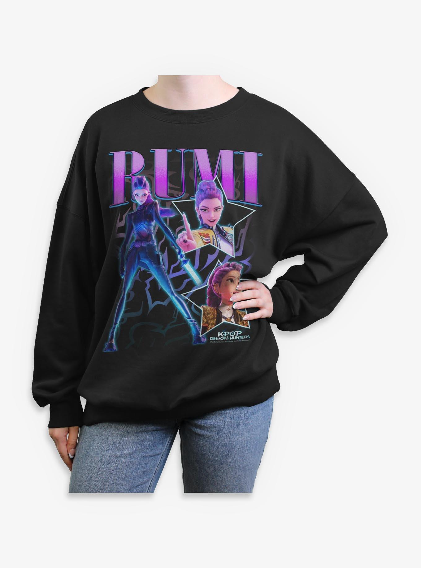KPop Demon Hunters Rumi Collage Girls Oversized Sweatshirt, BLACK, hi-res