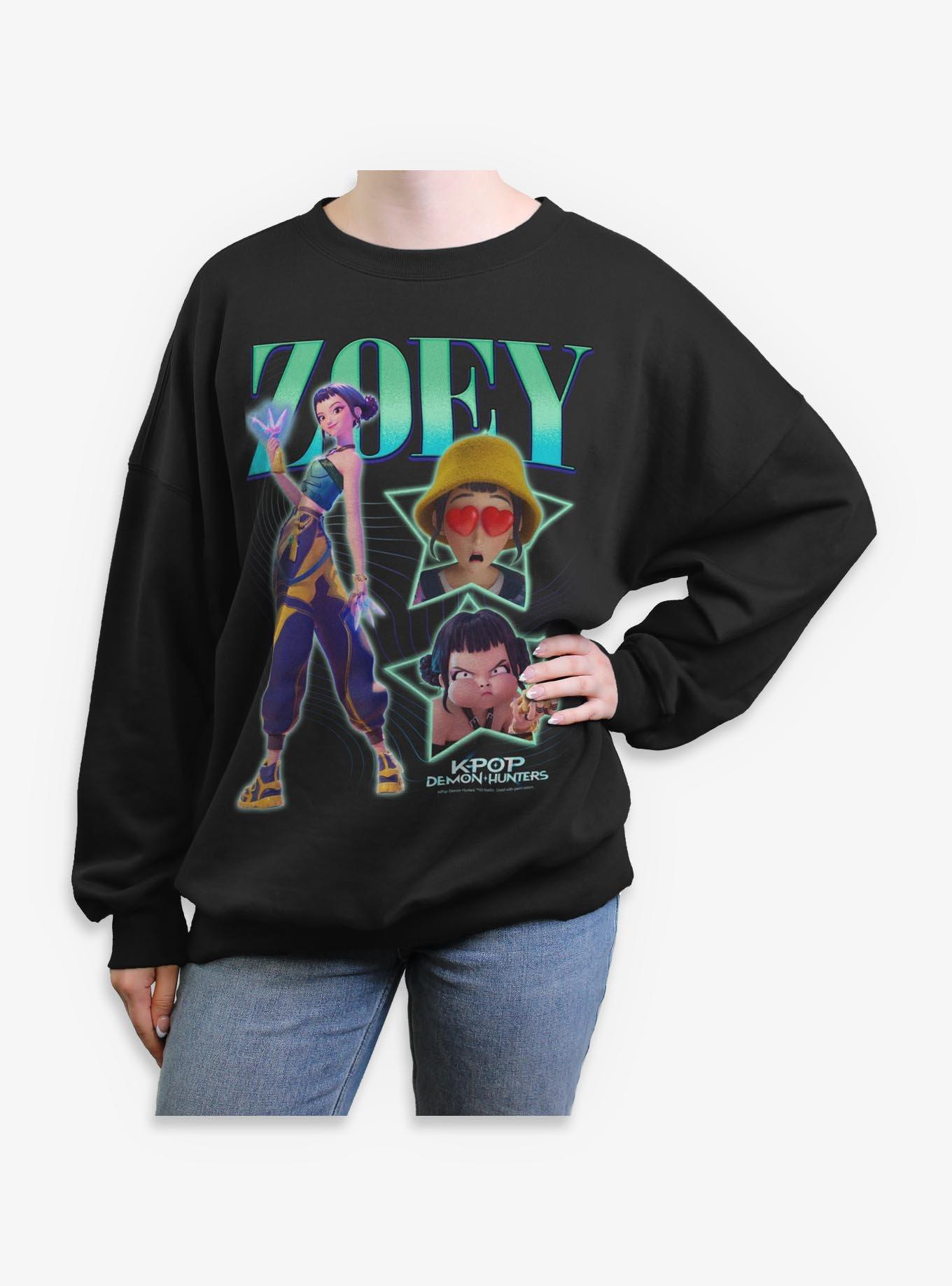 KPop Demon Hunters Zoey Collage Girls Oversized Sweatshirt - BLACK