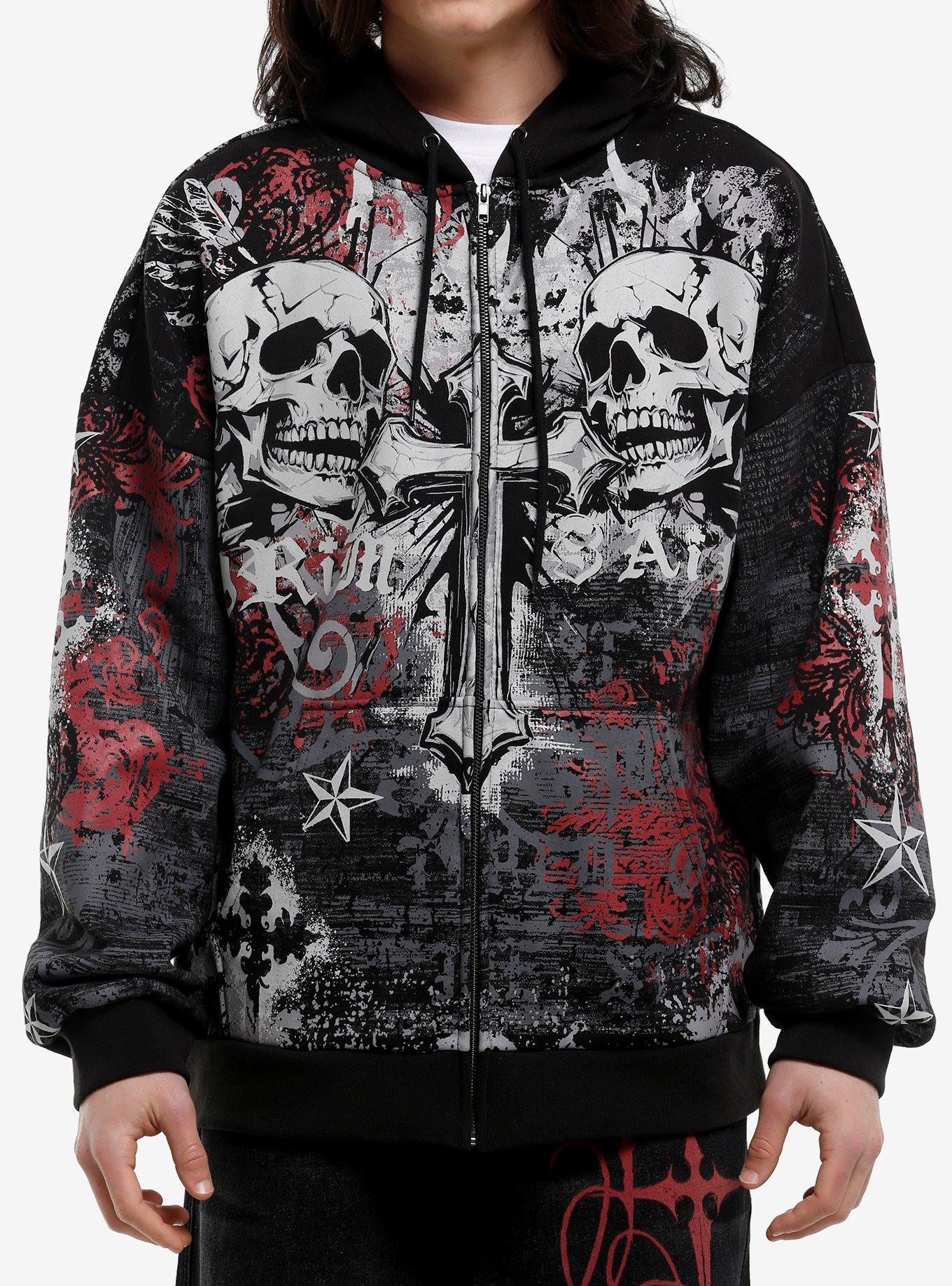 Skull Star Tattoo Art Hoodie, , hi-res