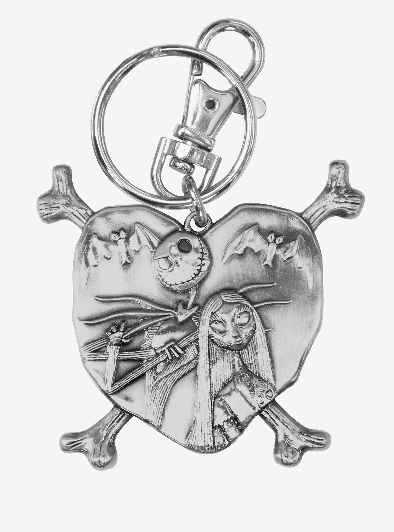 The Nightmare Before Christmas Jack & Sally Heart Key Chain, , hi-res
