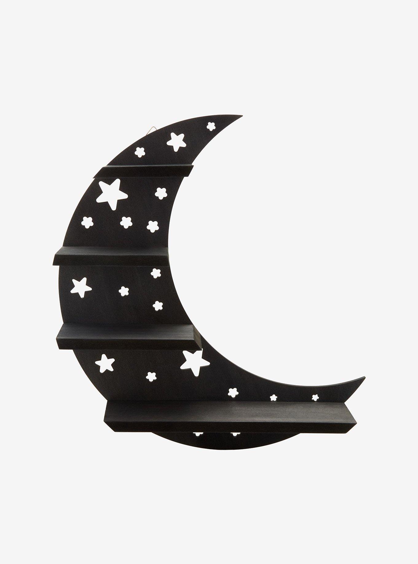 Black Crescent Moon Light-Up Wall Shelf, , hi-res