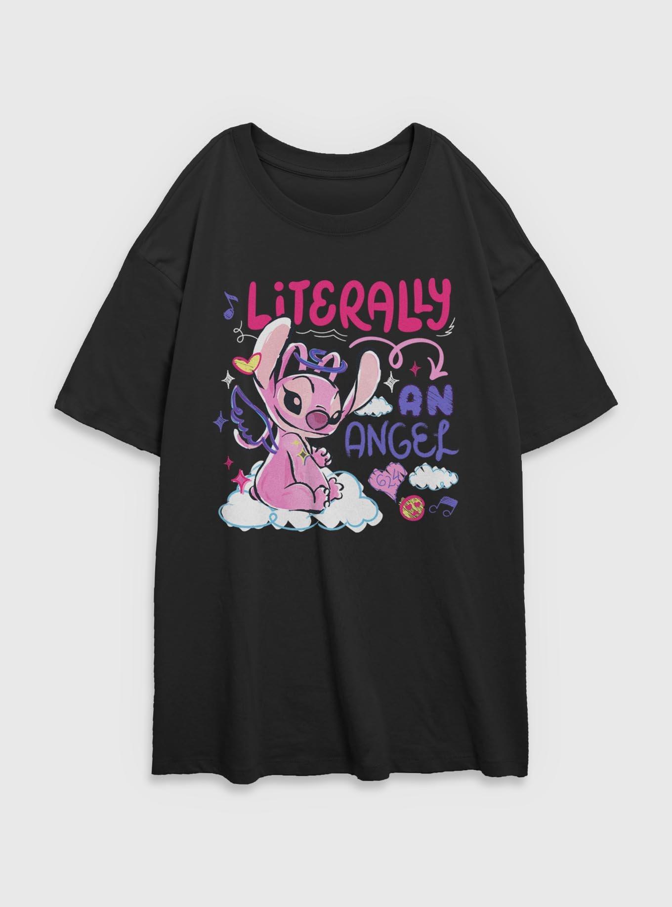 Disney Lilo & Stitch Literarlly An Angel Girls Oversized T-Shirt, BLACK, hi-res