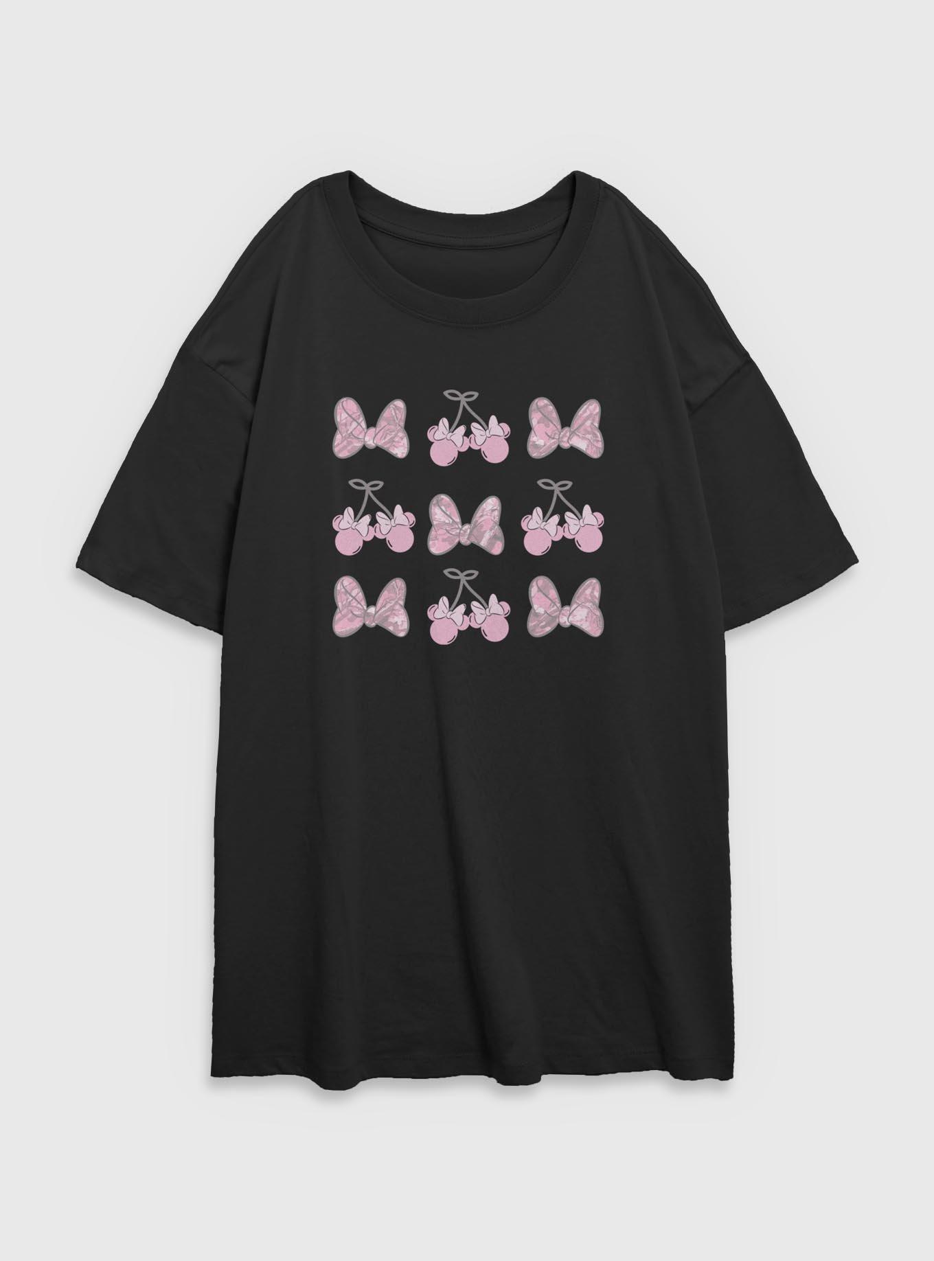 Disney Minnie Mouse Bow Camo Girls Oversized T-Shirt, BLACK, hi-res