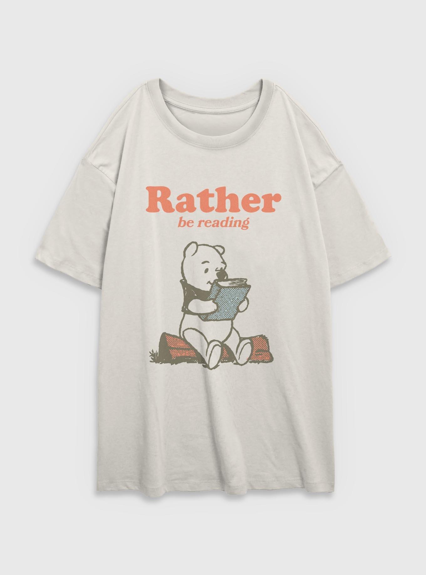Disney Winnie The Pooh Rather Be Reading Girls Oversized T-Shirt, EGRET, hi-res