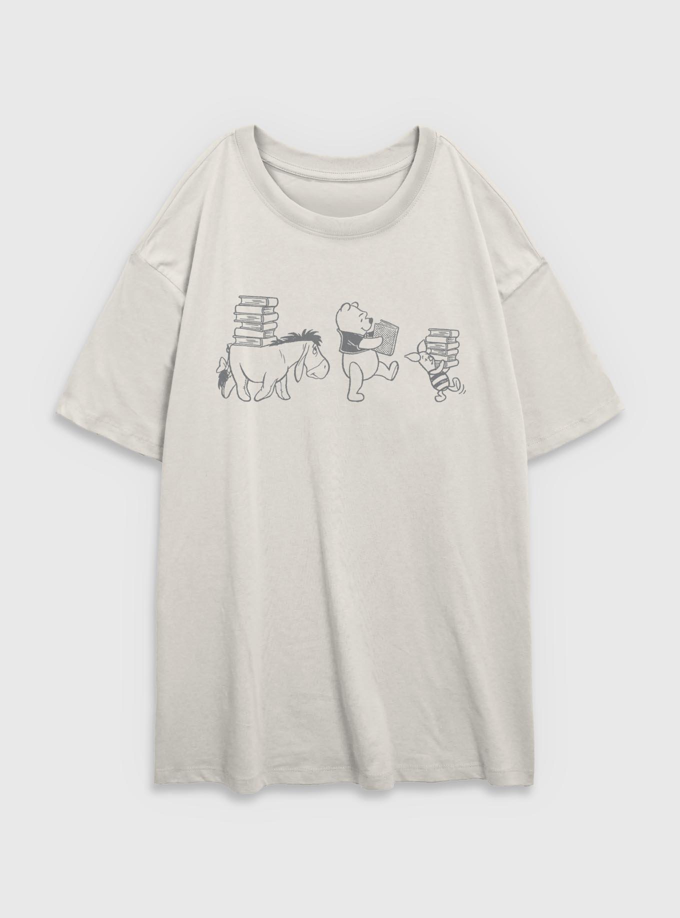 Disney Winnie The Pooh Carrying Books Girls Oversized T-Shirt, EGRET, hi-res