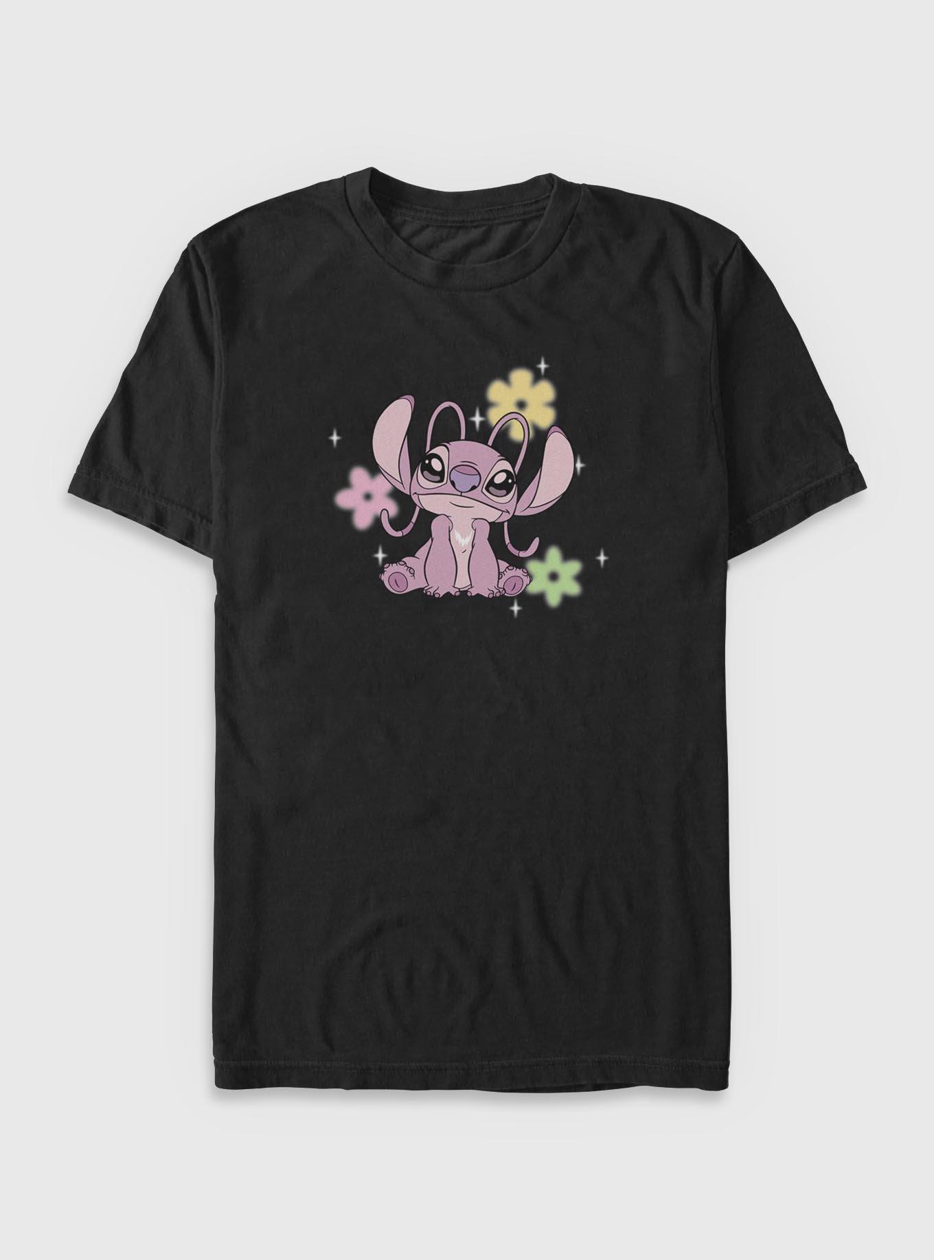 Disney Lilo & Stitch Angel Flowers T-Shirt, BLACK, hi-res