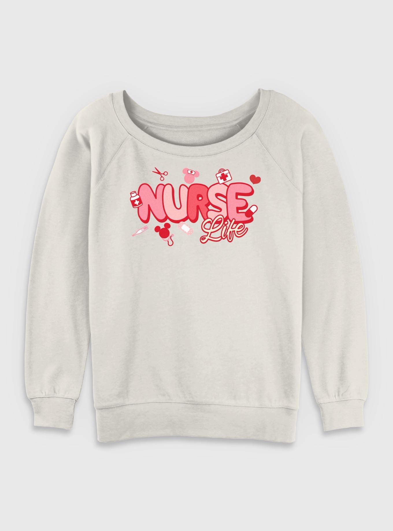 Disney Mickey Mouse Nurse Life Girls Slouchy Sweatshirt, EGRET, hi-res